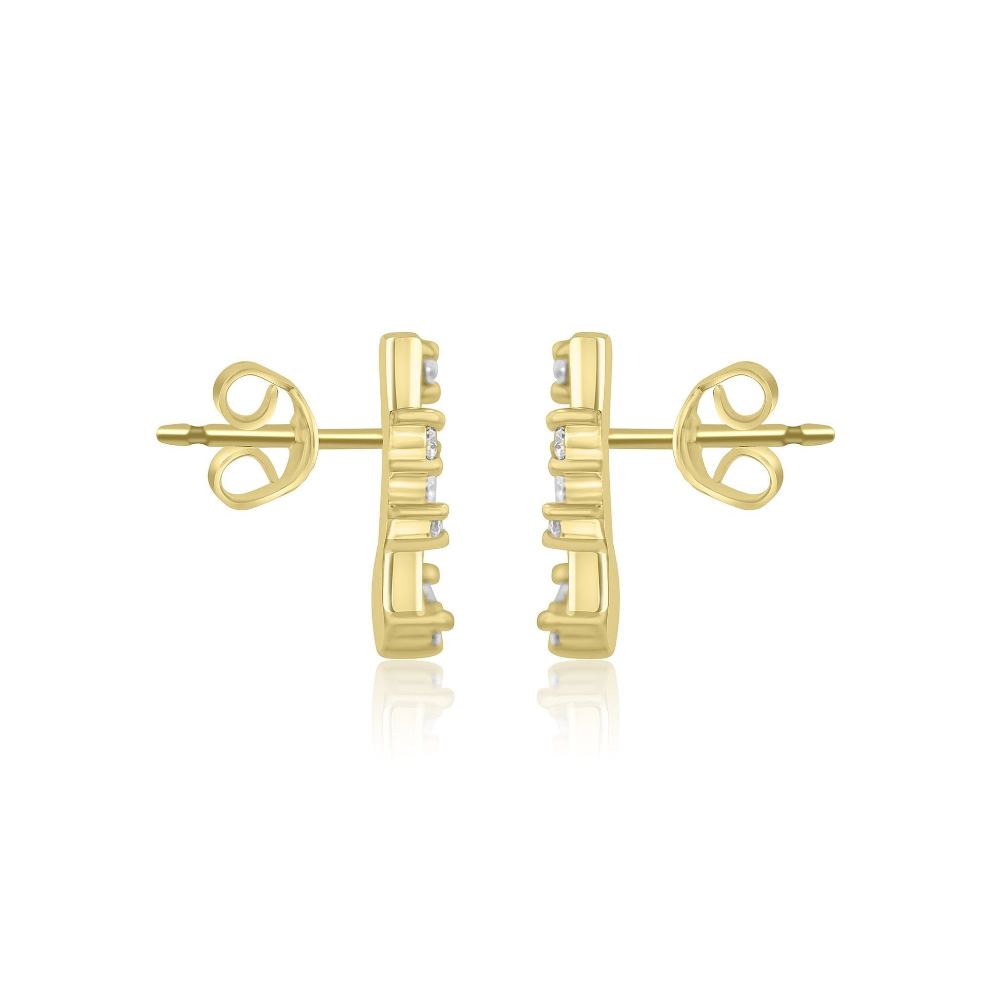 Scattered Diamond 18ct Gold Bar Stud Earrings