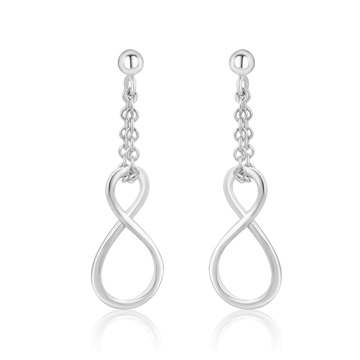 Handmade 9ct White Gold Infinity Drop Earrings