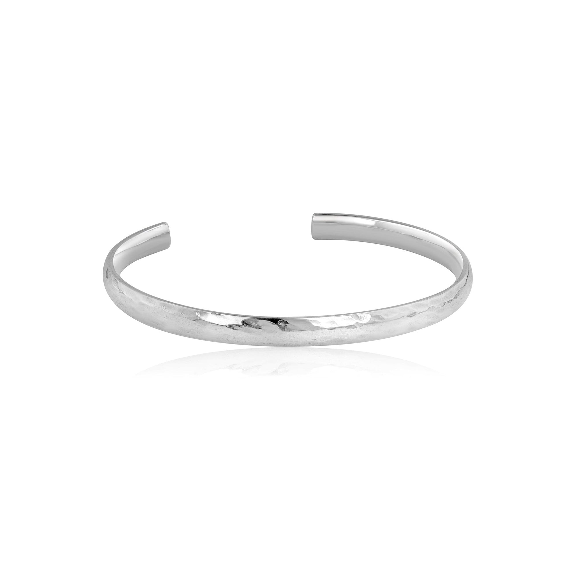 Handcrafted Sterling Silver Hammered 6mm Wide Torque Bangle