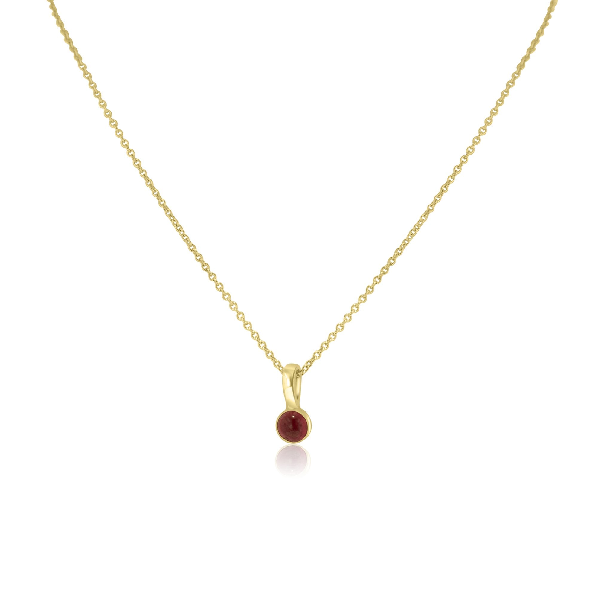 9ct Yellow Gold Necklace With Round Cabochon Ruby