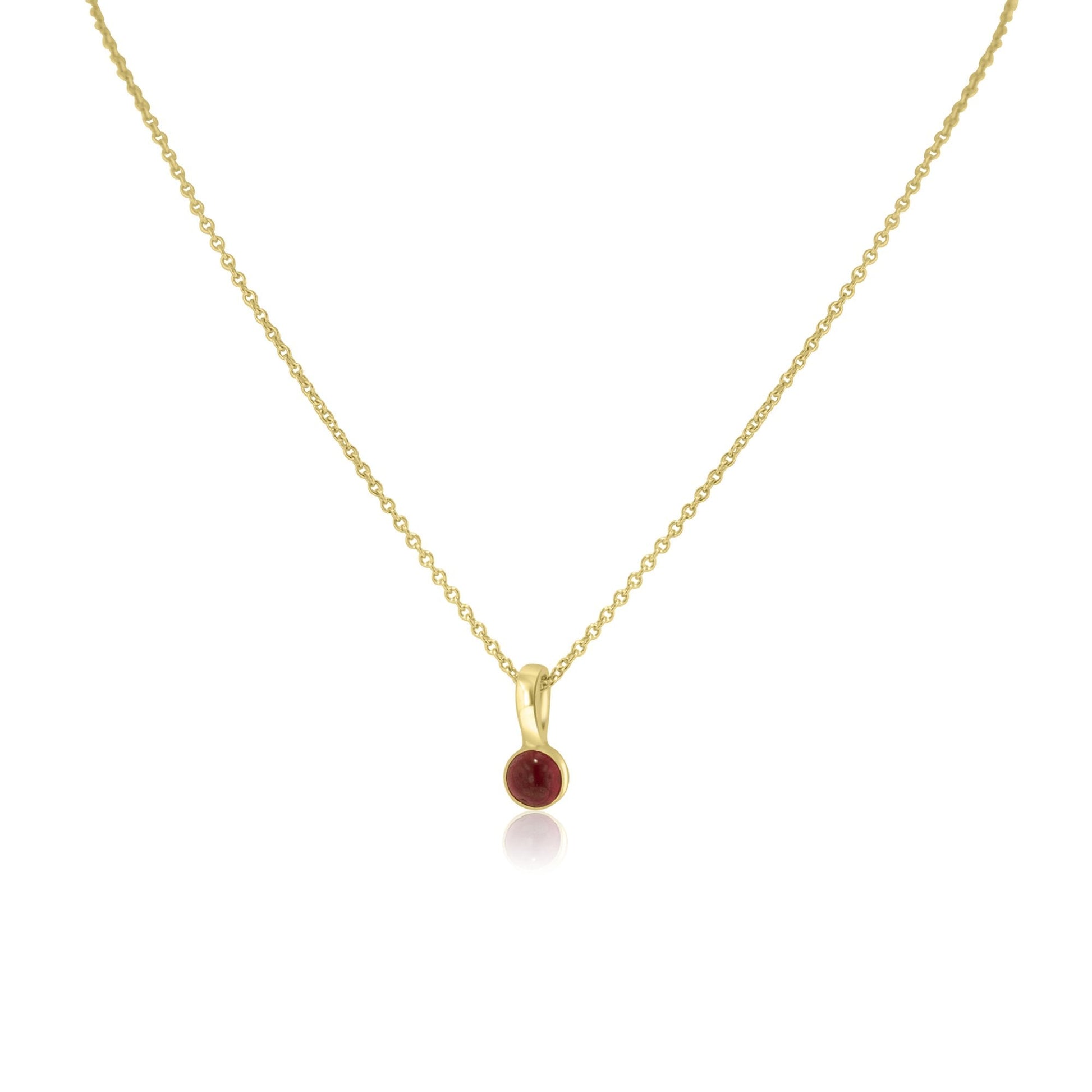 9ct Yellow Gold Necklace With Round Cabochon Ruby