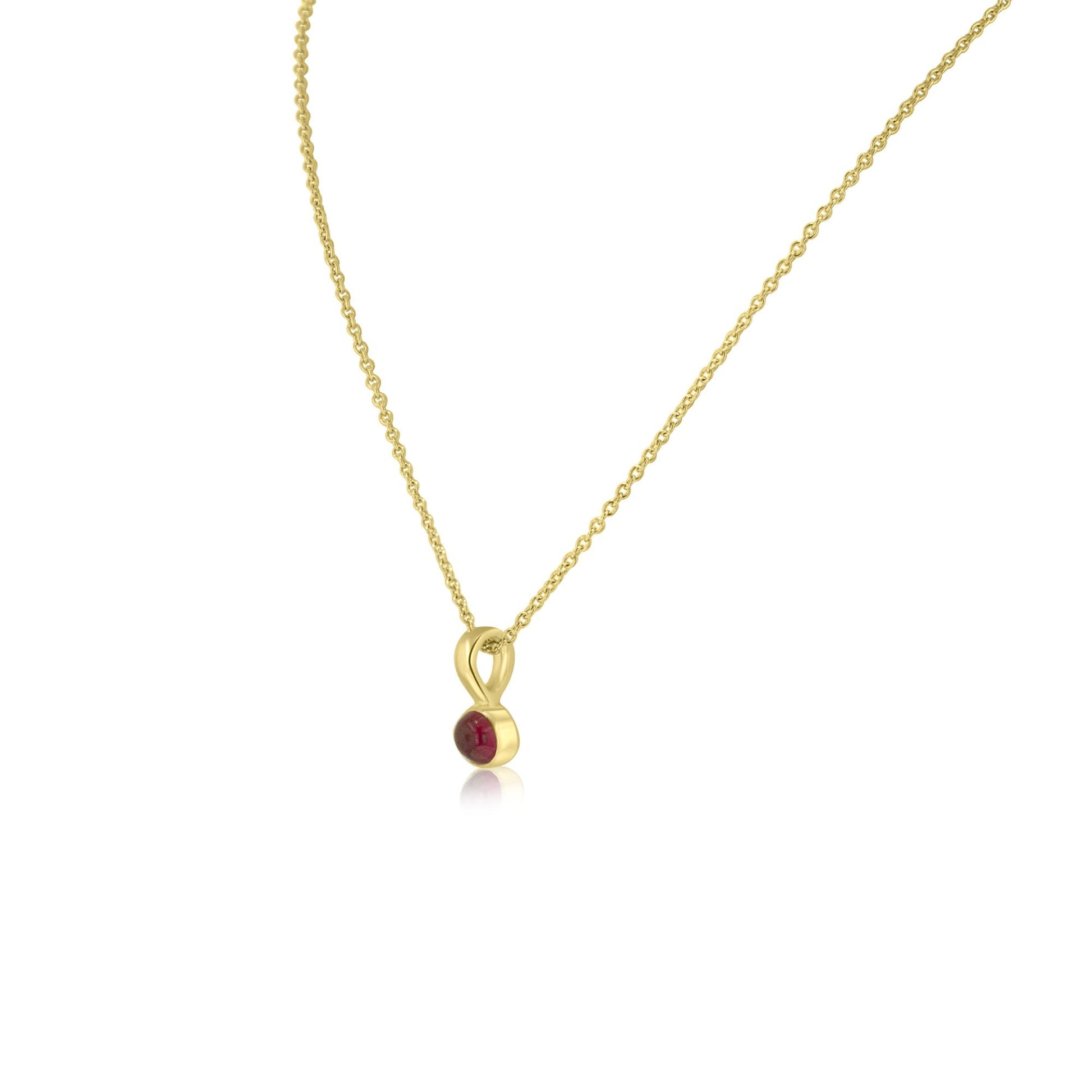 9ct Yellow Gold Necklace With Round Cabochon Ruby
