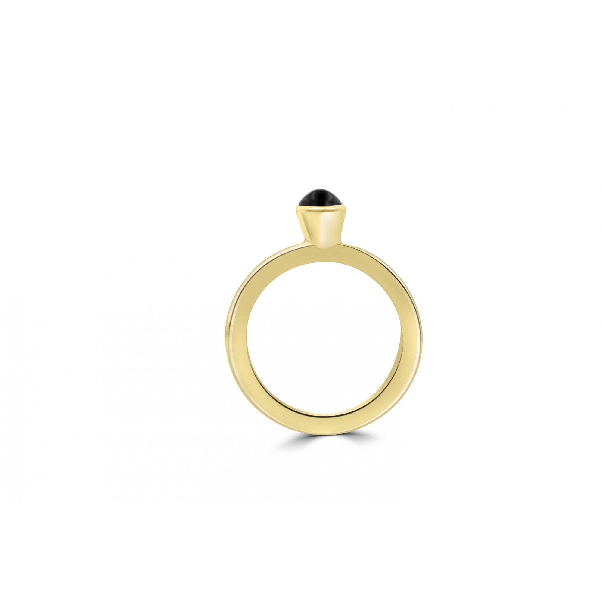 9ct Yellow Gold Stud Stacking Ring With Round Cabochon Blue Topaz
