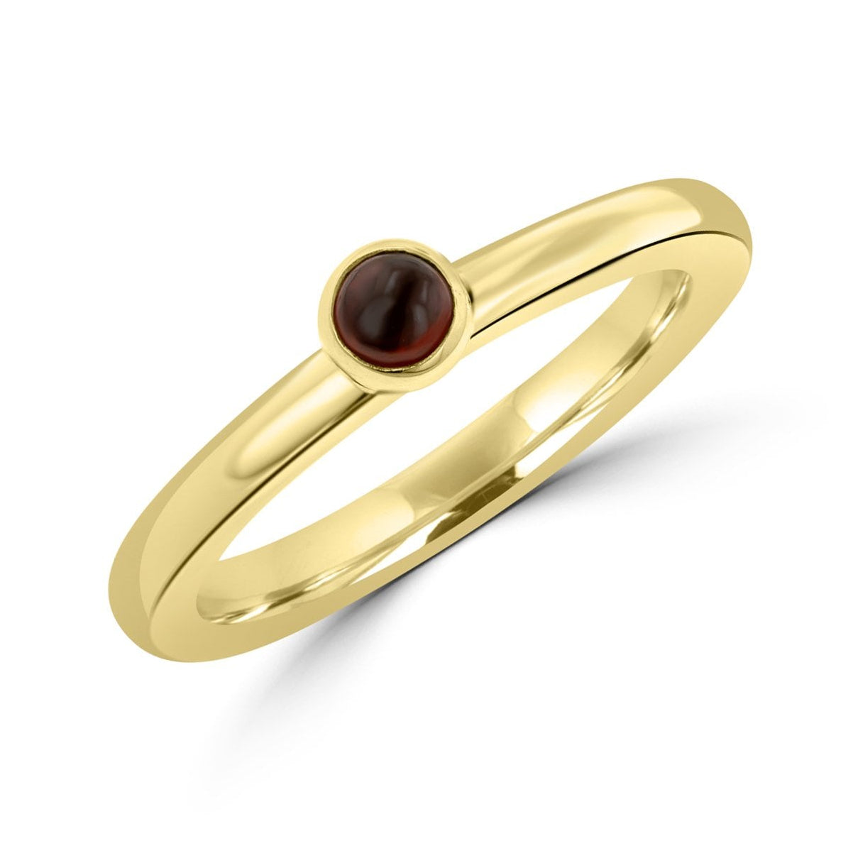 9ct Yellow Gold Stud Stacking Ring With Round Cabochon Garnet