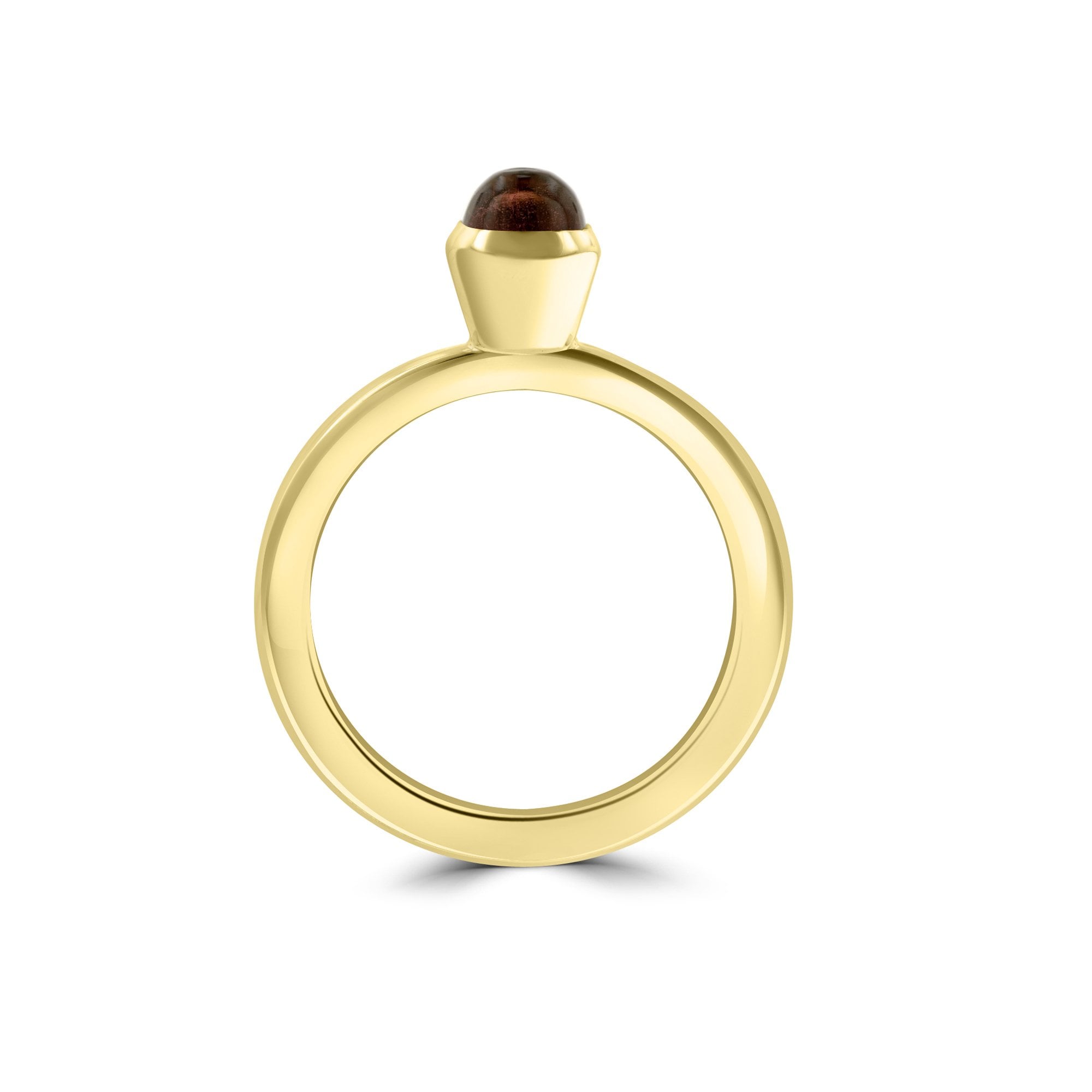 9ct Yellow Gold Stud Stacking Ring With Cushion Cabochon Pink Tourmaline