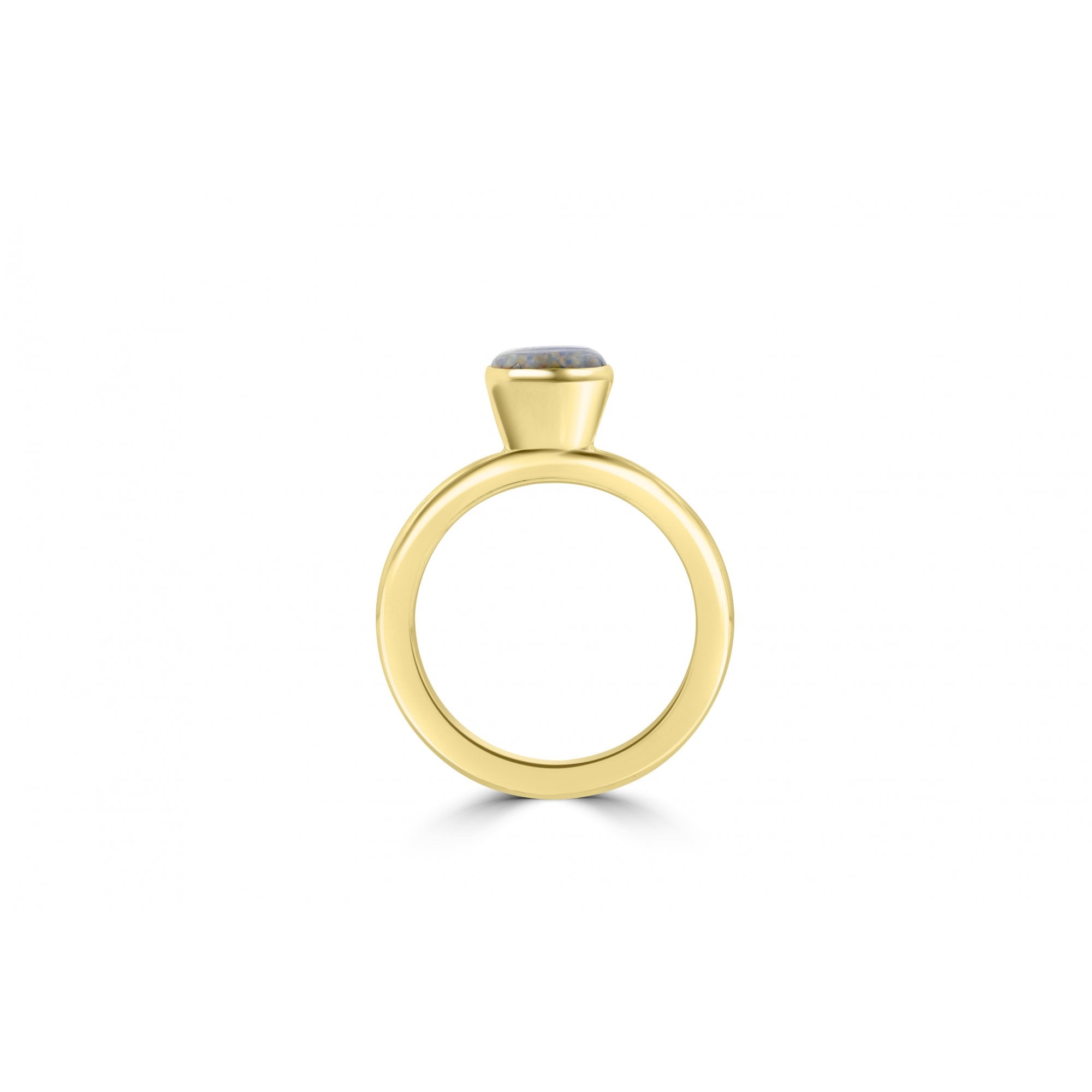 9ct Yellow Gold Stud Stacking Ring With Oval Cabochon Opal