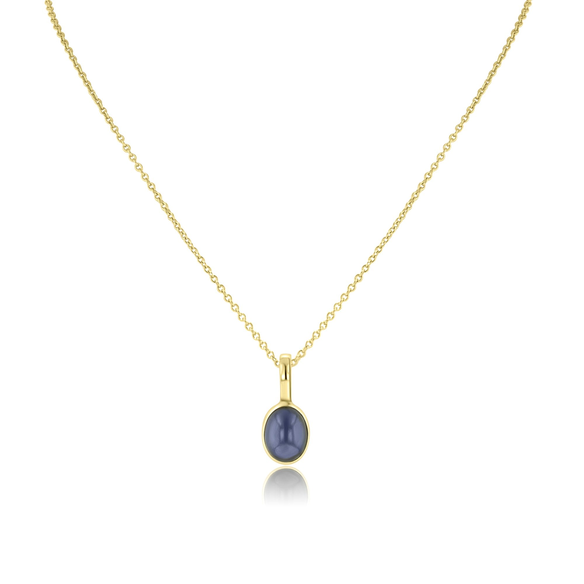 9ct Yellow Gold Necklace With Oval Cabochon Iolite
