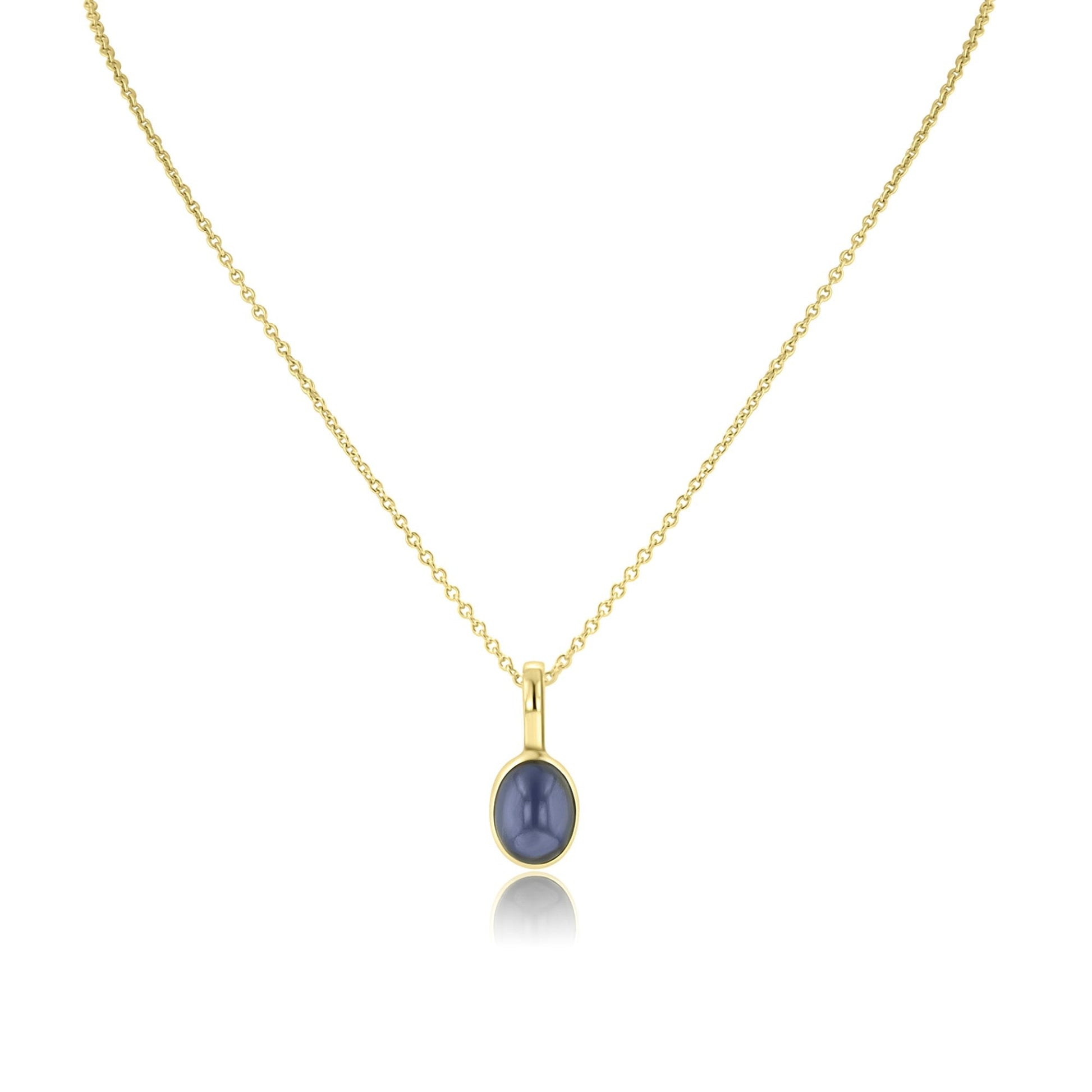 9ct Yellow Gold Necklace With Oval Cabochon Iolite