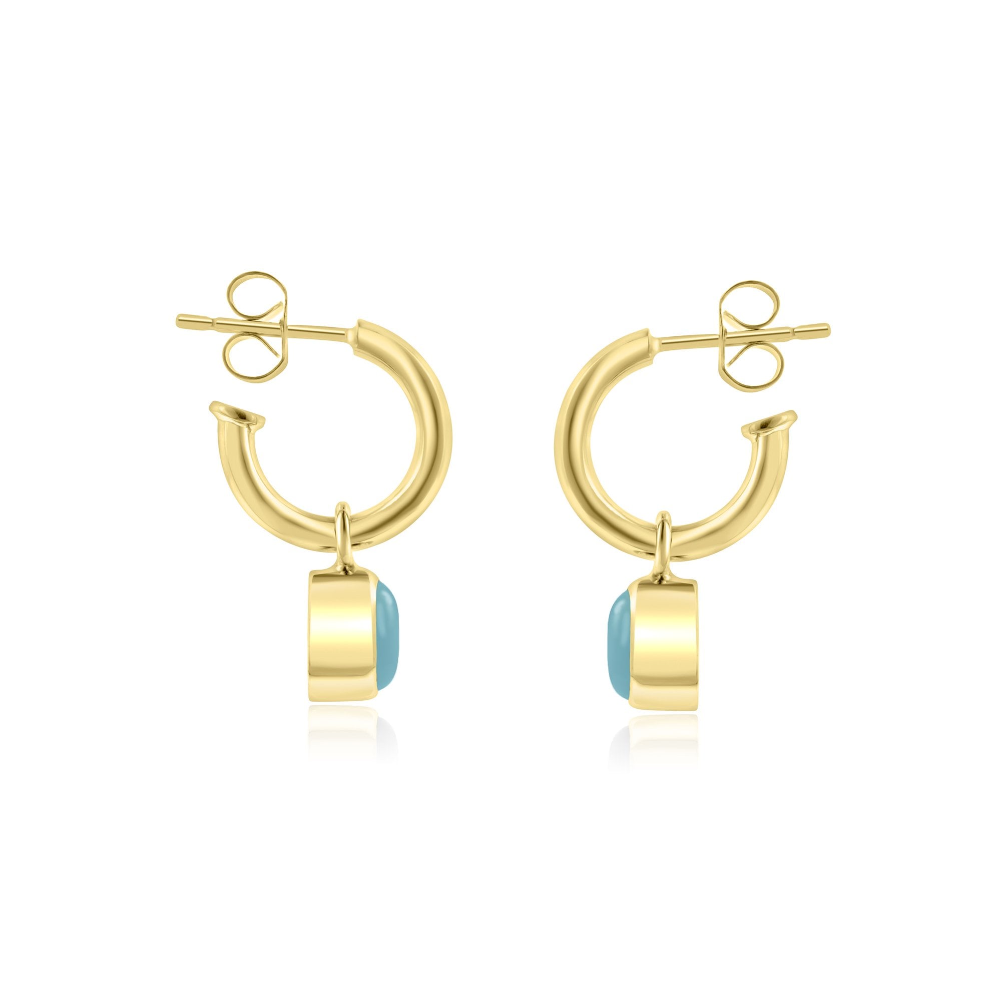 9ct Yellow Gold Oval Turquoise Charms (For Hoop Earrings Sold Separately)