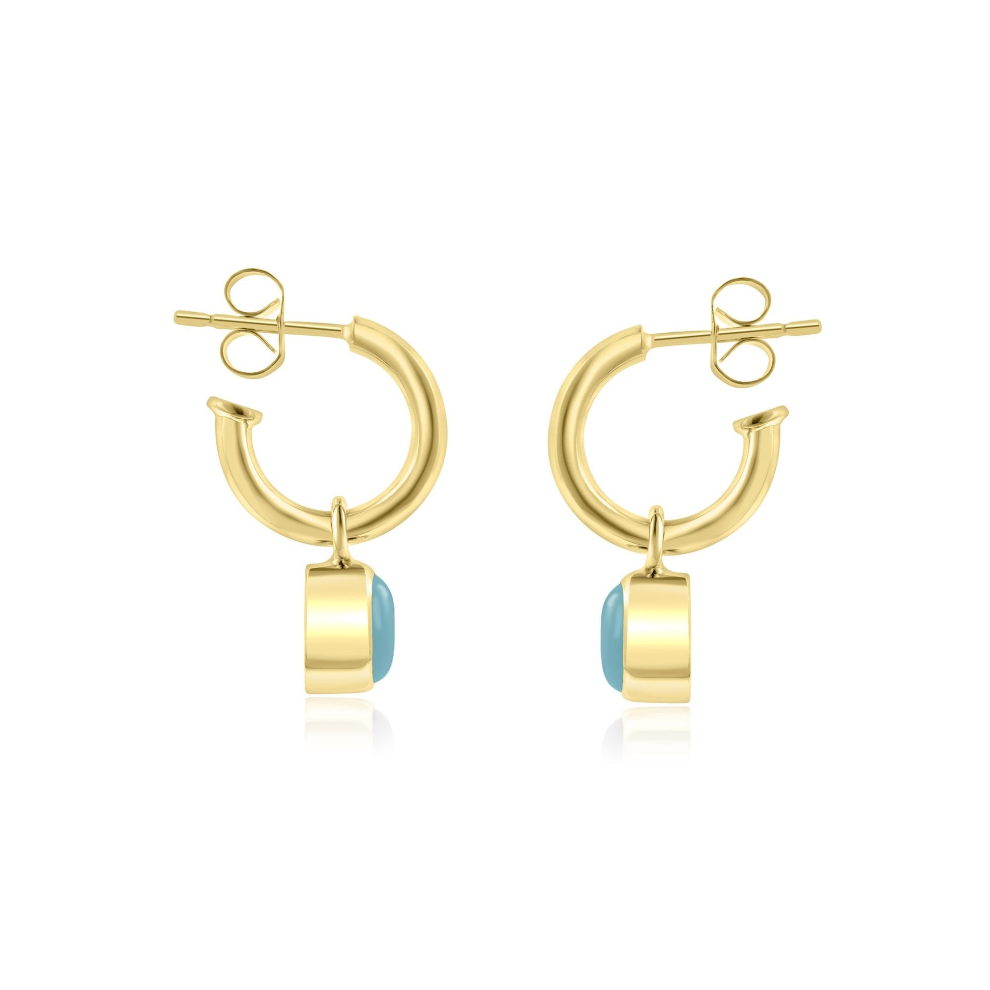 9ct Yellow Gold Oval Turquoise Charms (For Hoop Earrings Sold Separately)