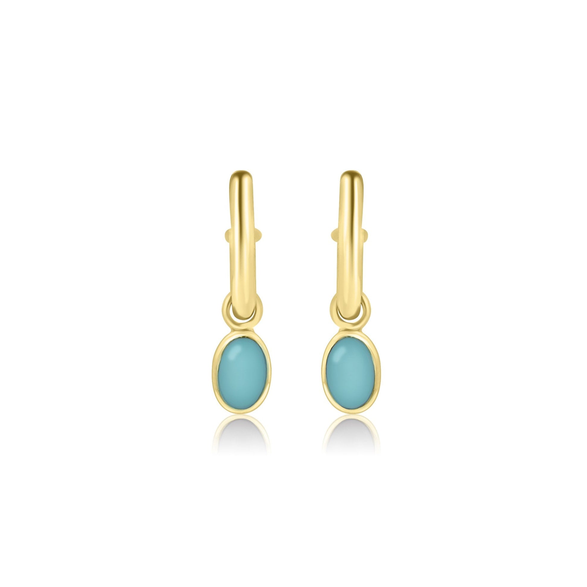 9ct Yellow Gold Oval Turquoise Charms (For Hoop Earrings Sold Separately)