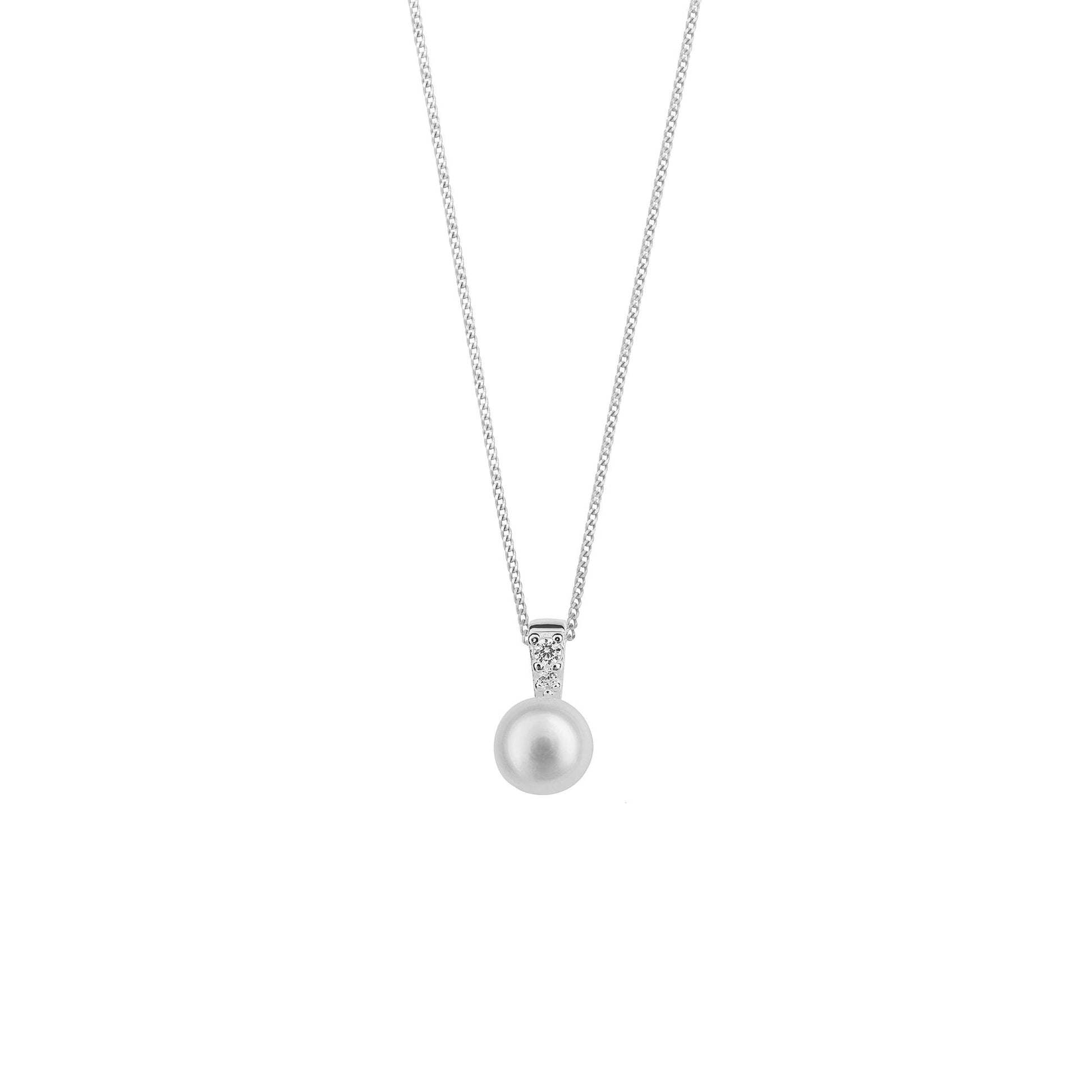 Small Silver Pearl Pendant and Chain
