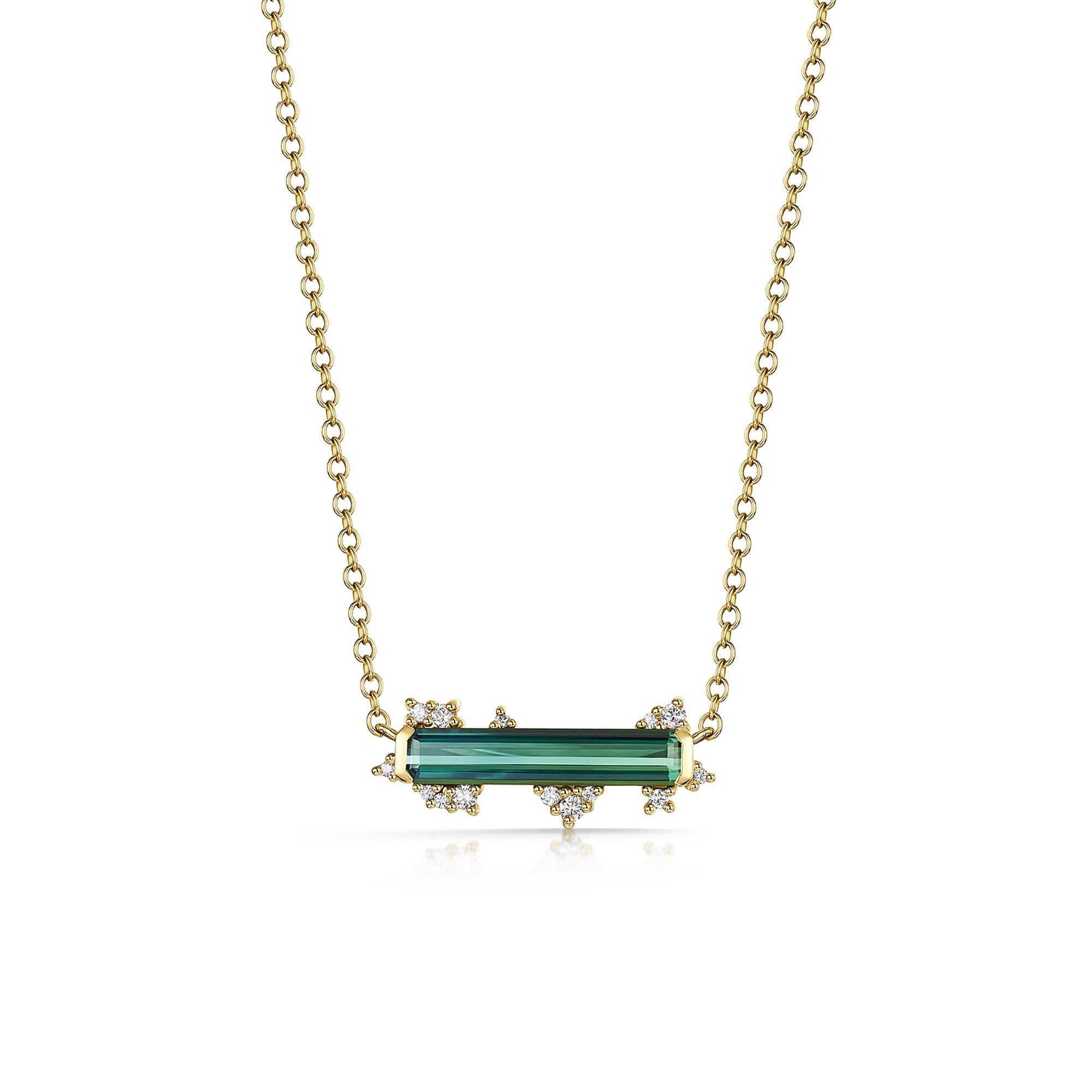 18ct Yellow Gold 5ct Tourmaline and Diamond Necklace
