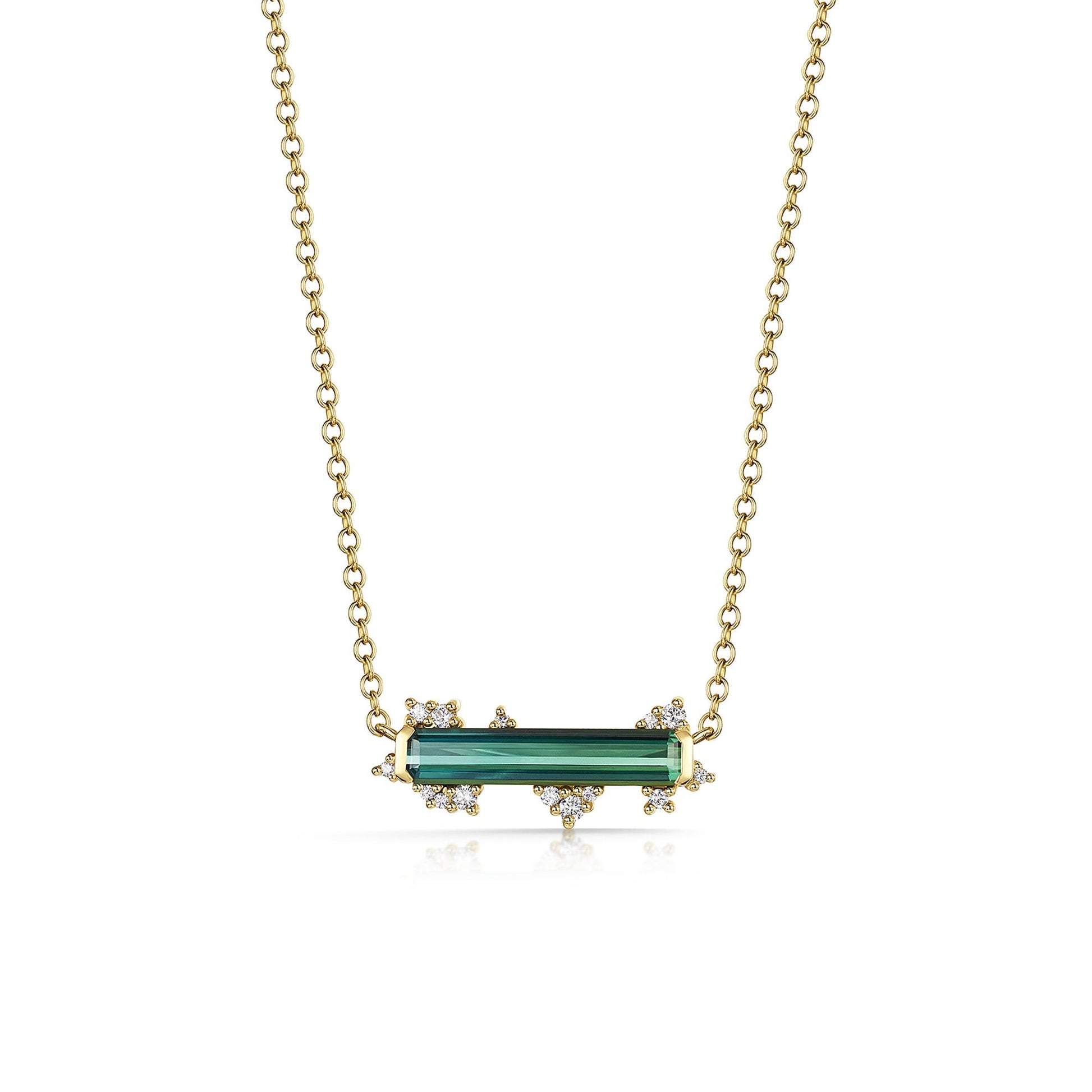18ct Yellow Gold 5ct Tourmaline and Diamond Necklace