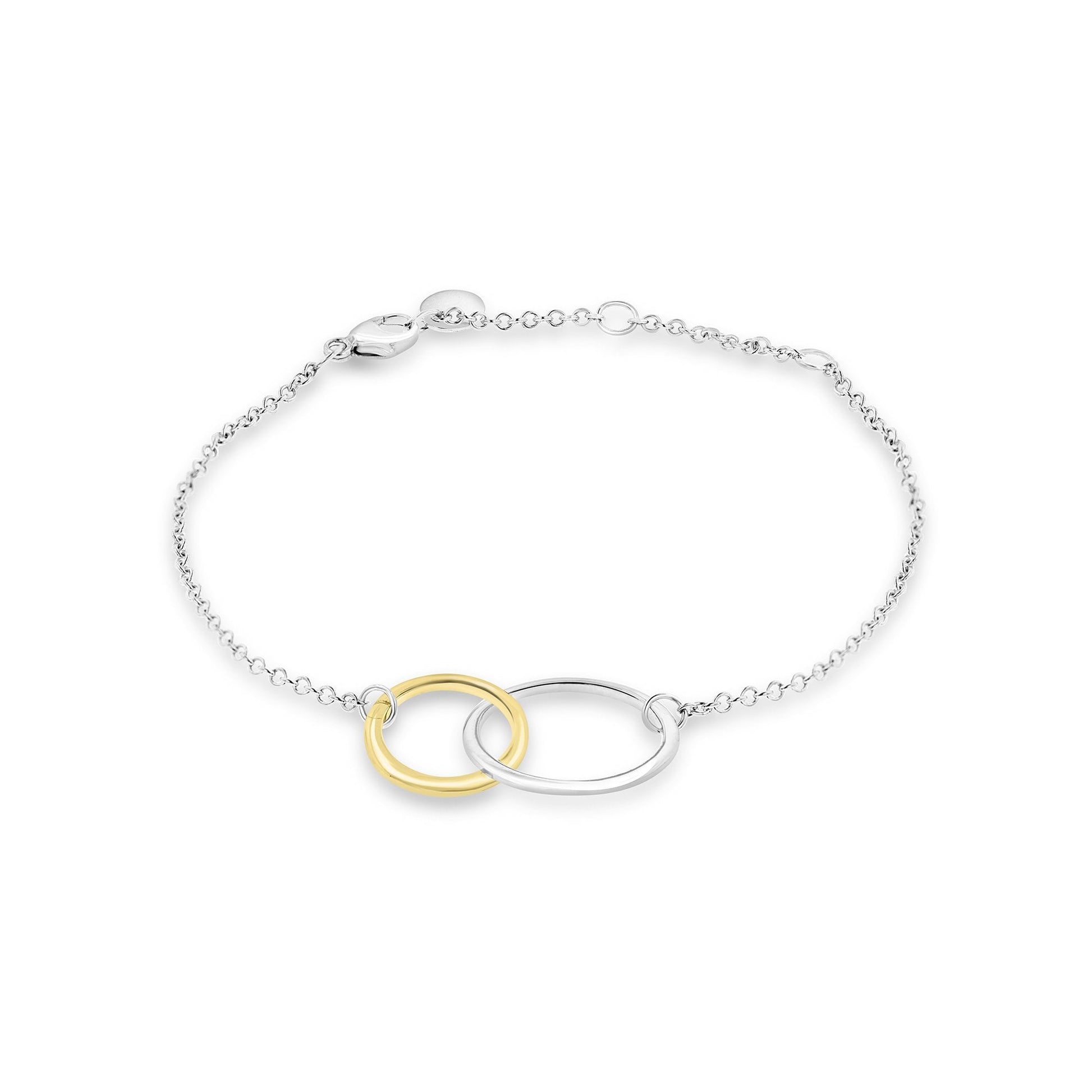Silver Interlocking Triple Circles Bracelet With a 9ct Yellow Gold Link