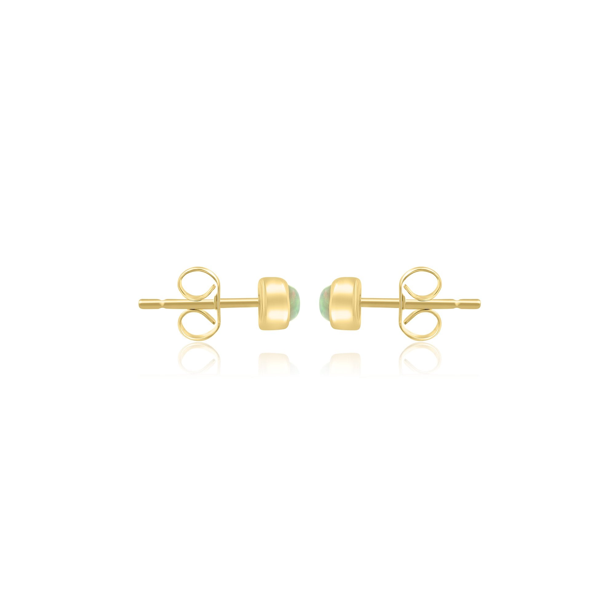 9ct Yellow Gold Stud Earrings With Round Cabochon Opal