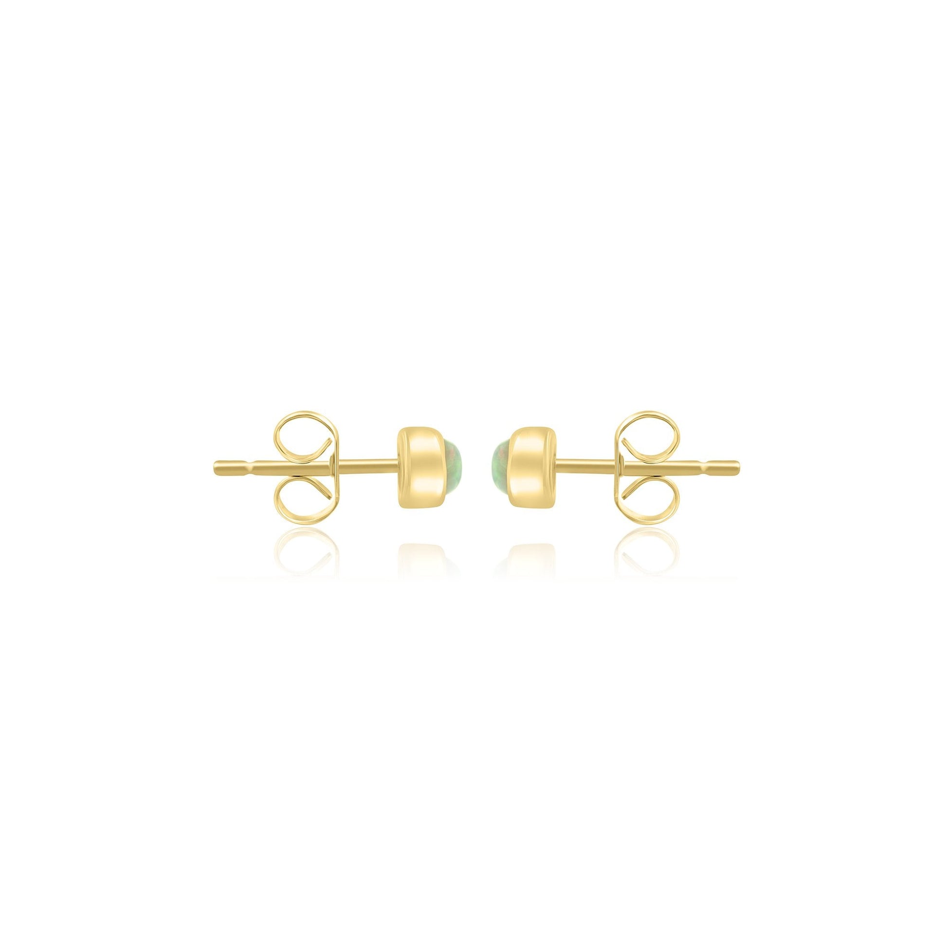 9ct Yellow Gold Stud Earrings With Round Cabochon Opal