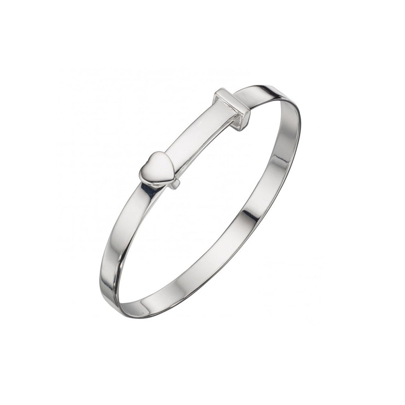 Expandable Childs Christening Bangle With Heart