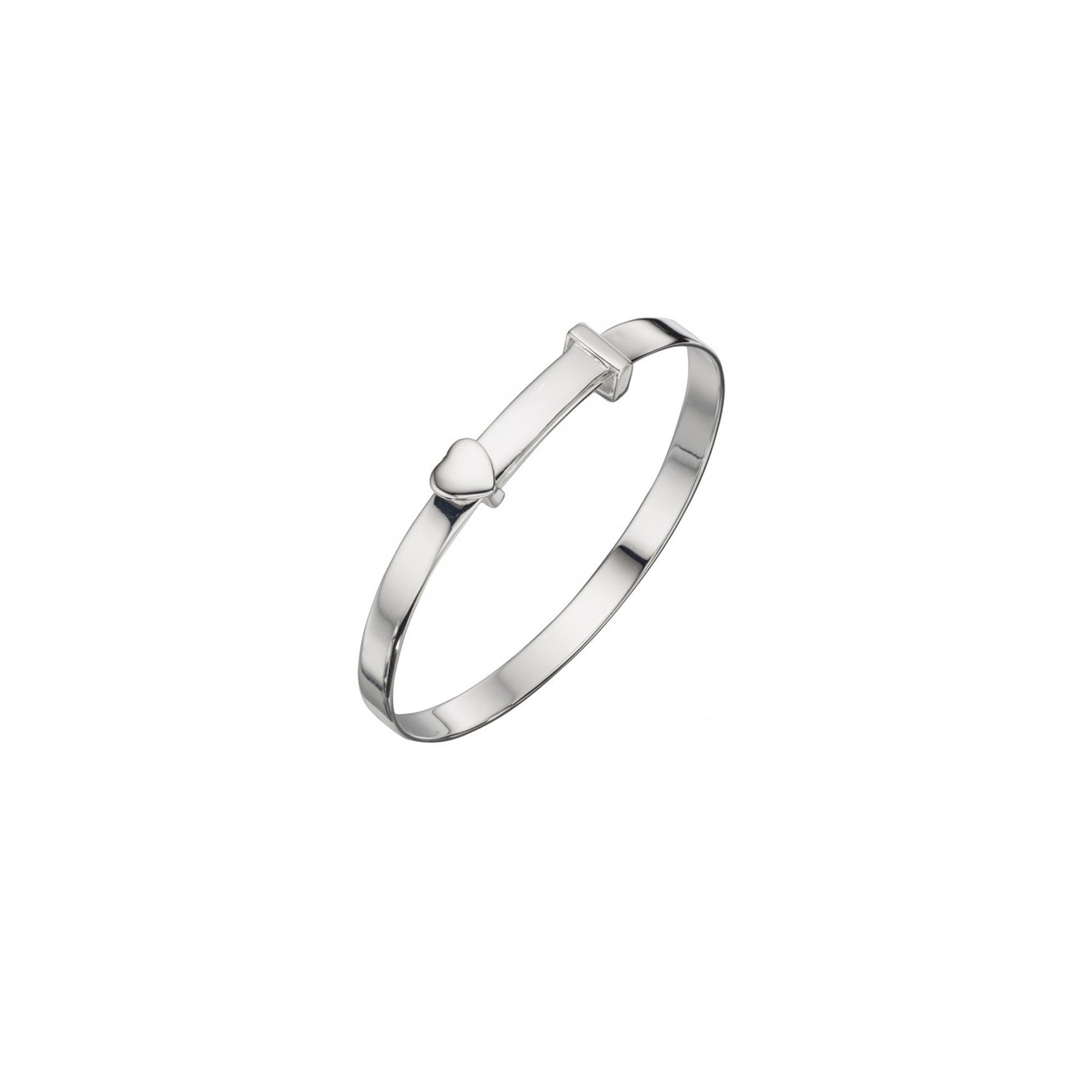 Expandable Childs Christening Bangle With Heart