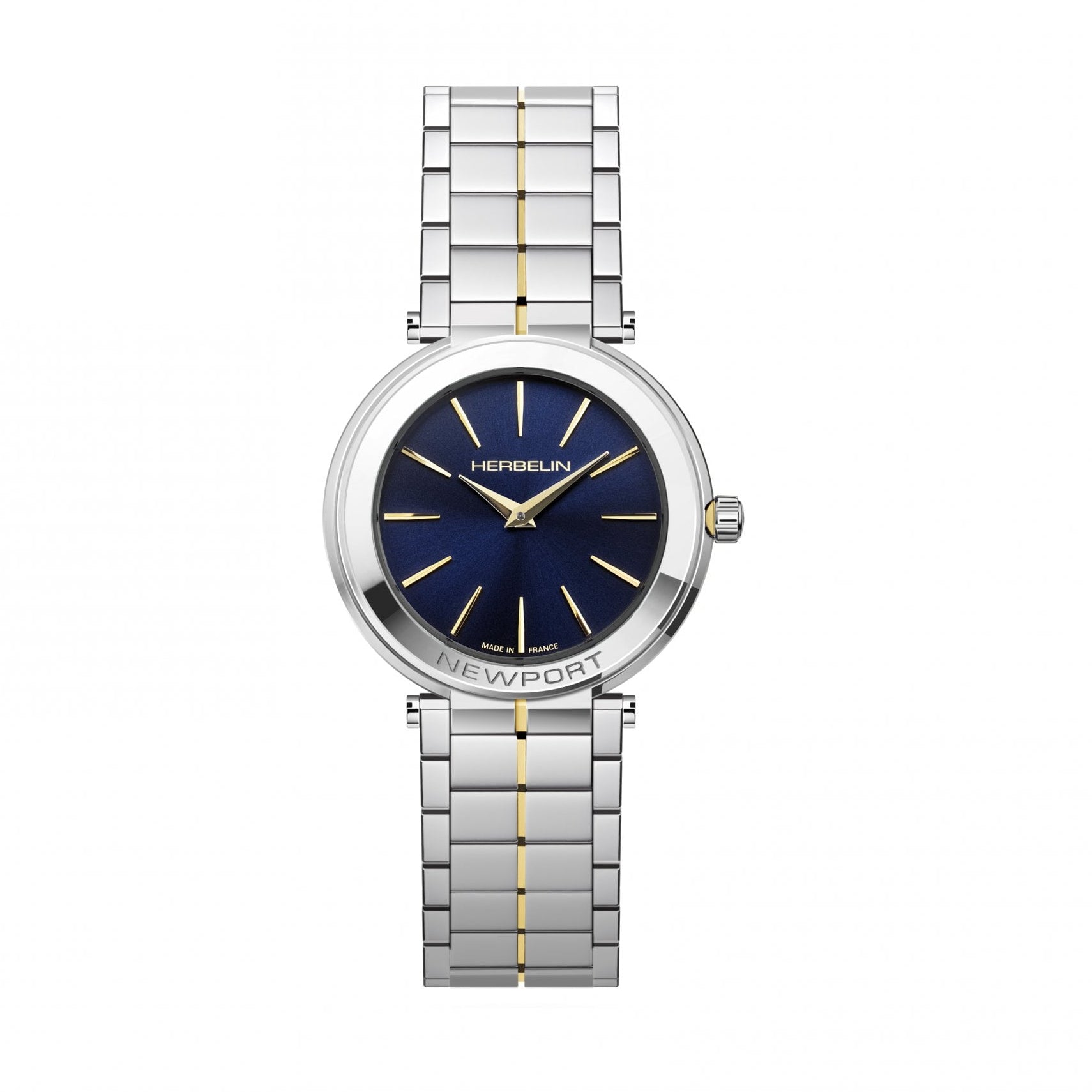 Women's Herbelin Newport Slim Steel Watch with a Round Dark Blue Dial