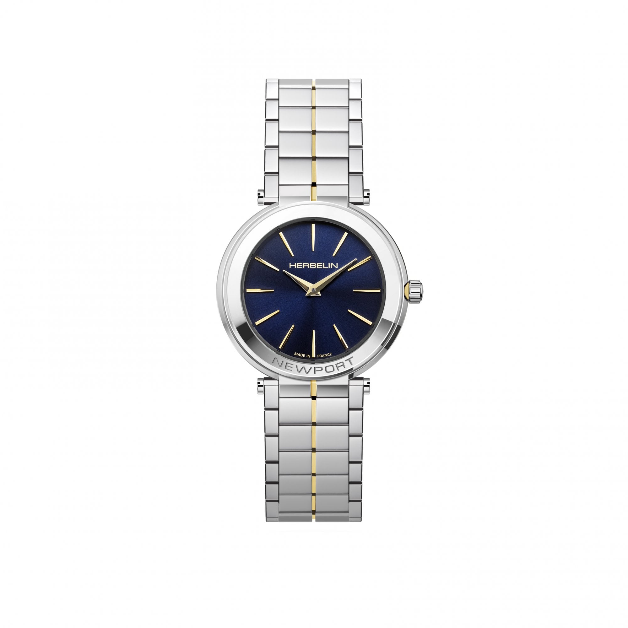 Women's Herbelin Newport Slim Steel Watch with a Round Dark Blue Dial
