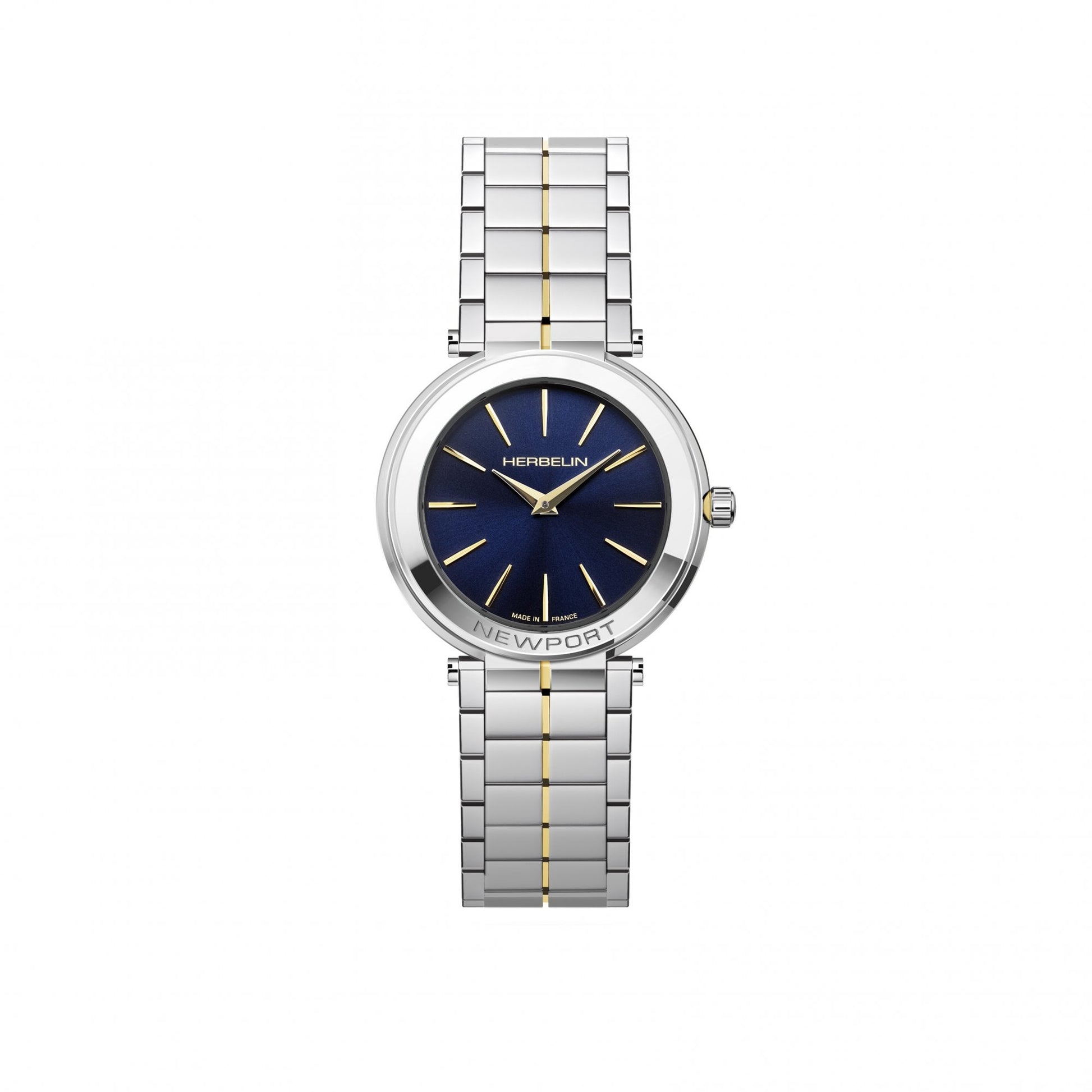 Women's Herbelin Newport Slim Steel Watch with a Round Dark Blue Dial