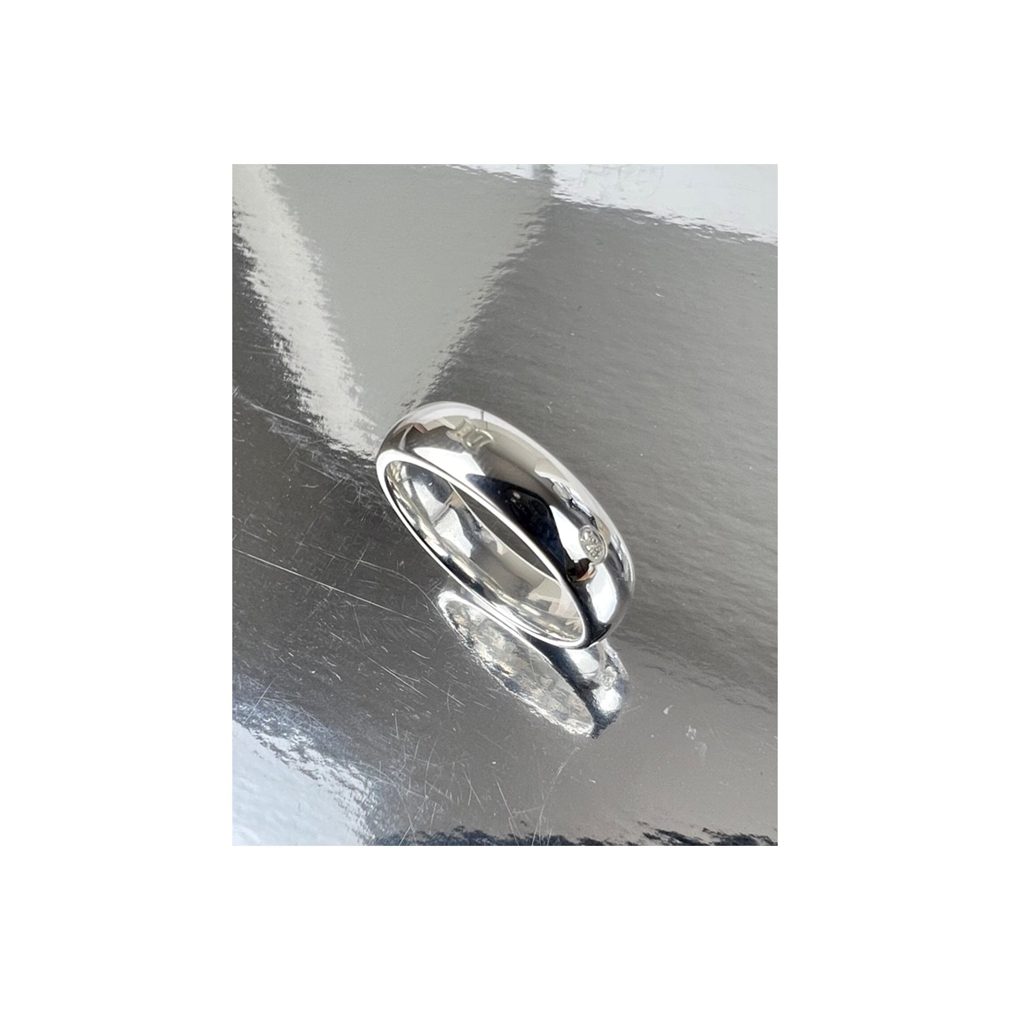 Handcrafted 5mm Silver Court Band Ring With Feature Hallmarks - Kings Coronation Hallmark