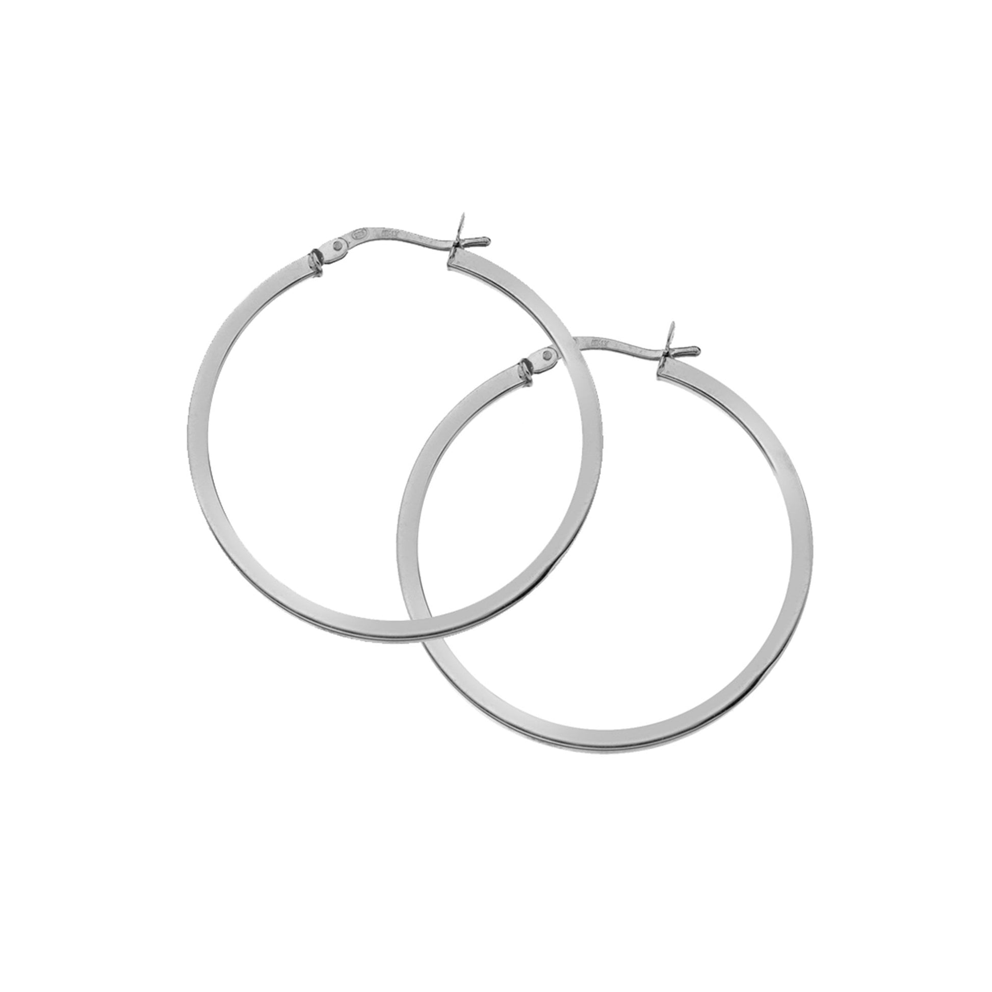 Square Section 30mm Silver Hinge Top Hoop Earrings