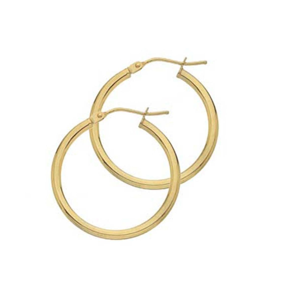 9ct Yellow Gold 20mm Hinged Top Round Section Hoops (2mm Tube)
