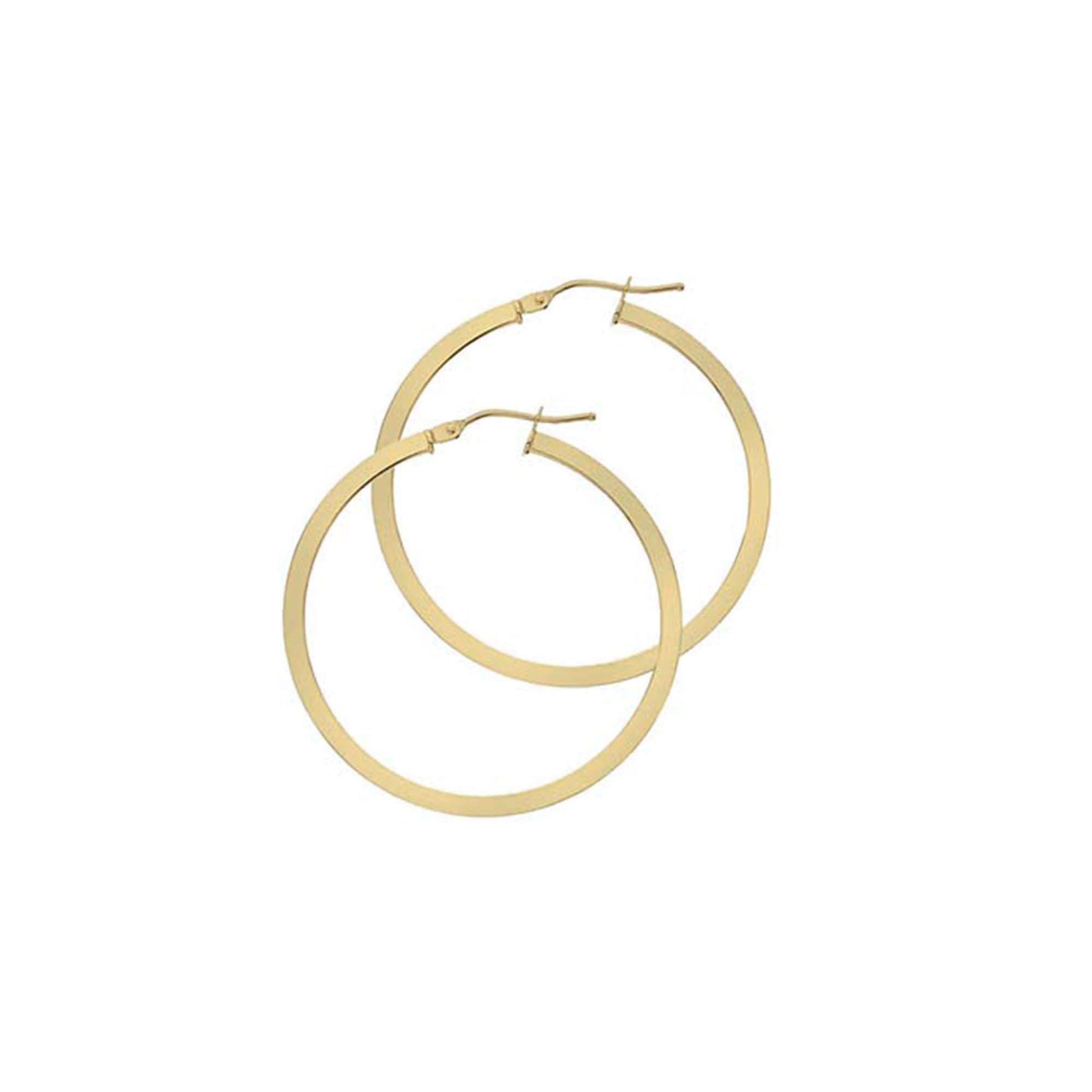 9ct Yellow Gold 30mm Hinged Top Square Section Hoops (2mm Tube)
