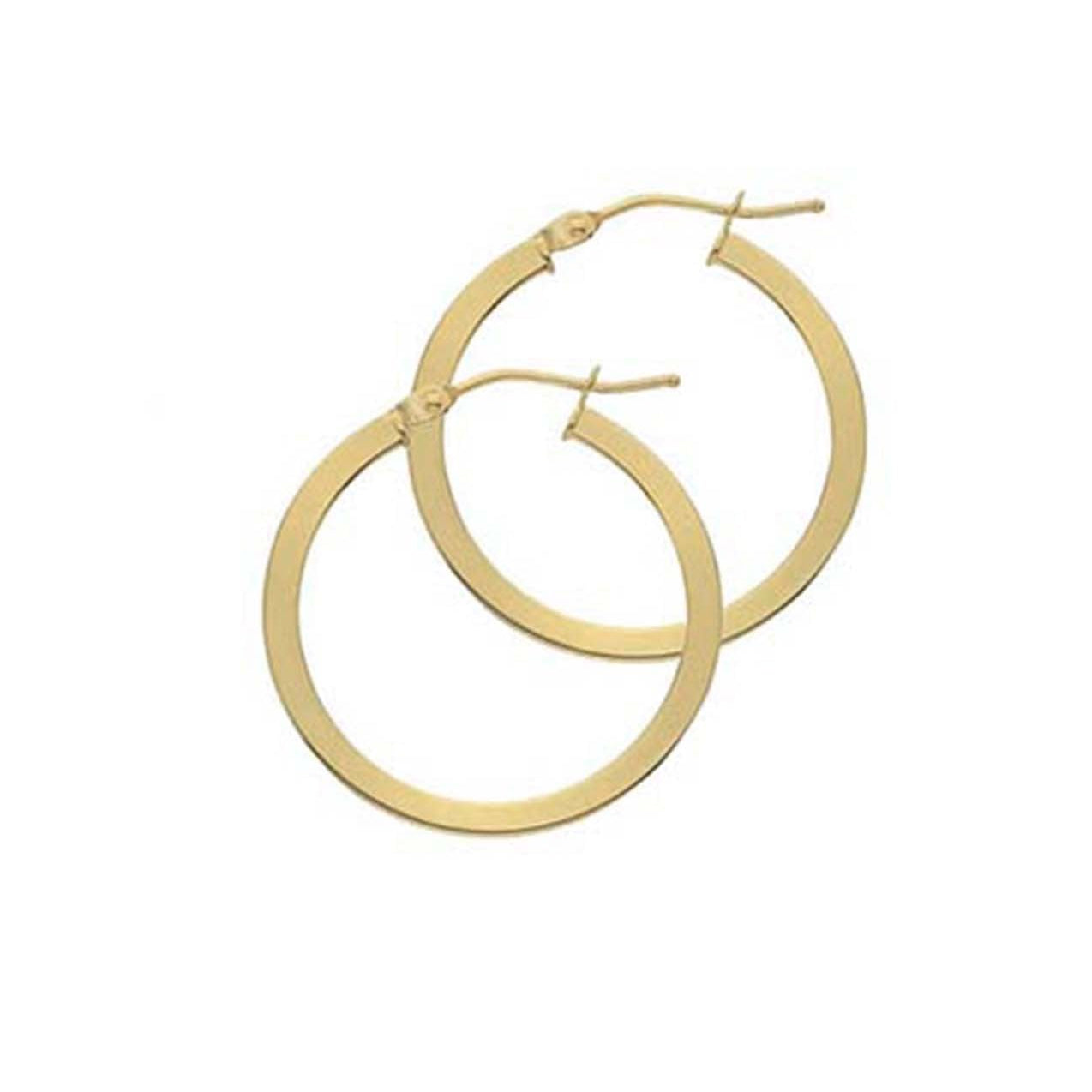 9ct Yellow Gold 20mm Hinged Top Square Section Hoops (2mm Tube)