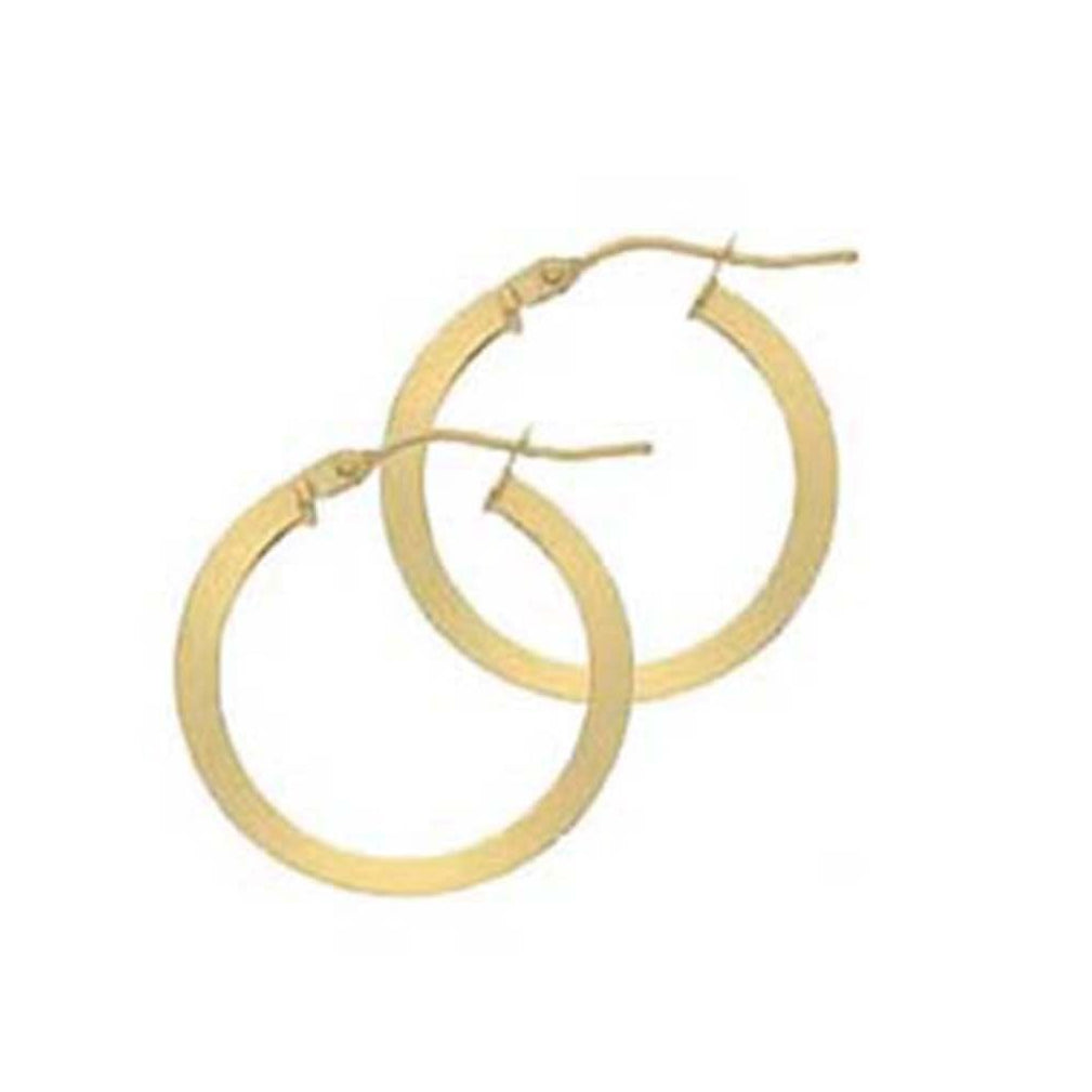 9ct Yellow Gold 15mm Hinged Top Square Section Hoops (2mm Tube)