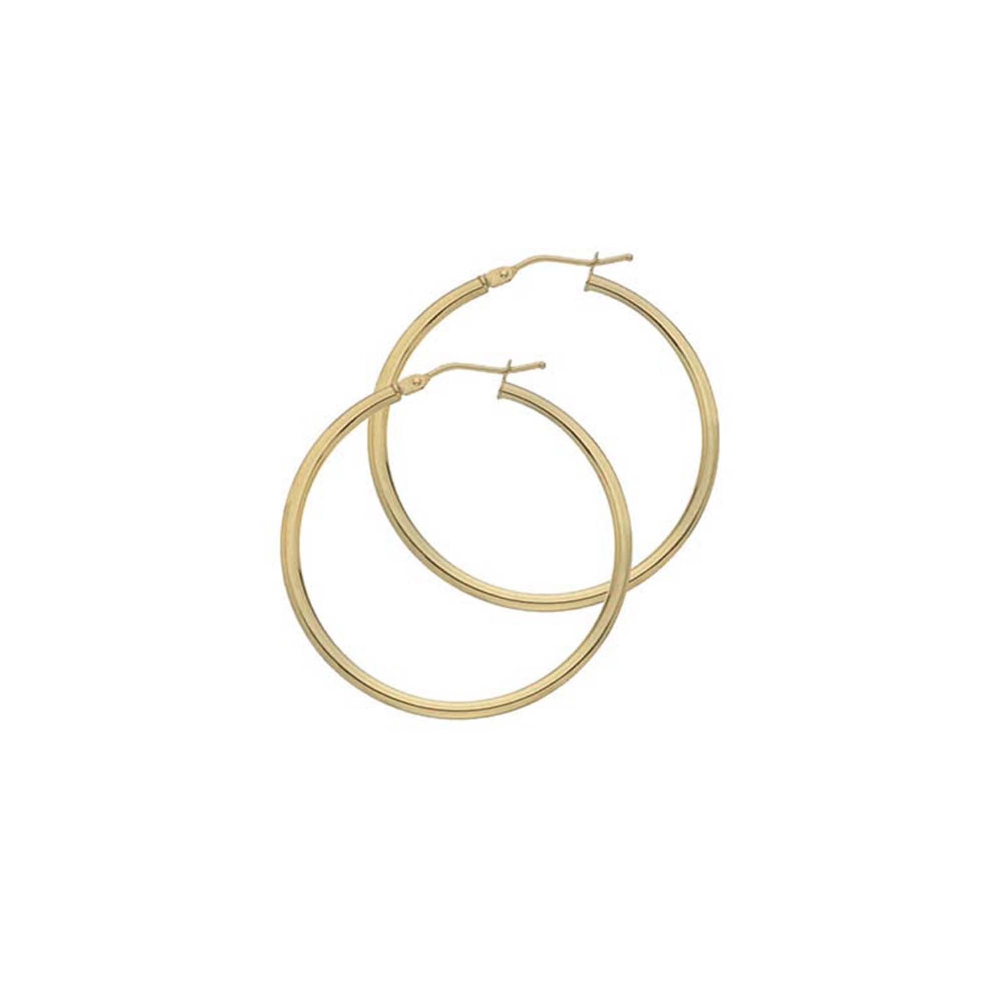 9ct Yellow Gold 30mm Hinged Top Round Section Hoops (2mm Tube)