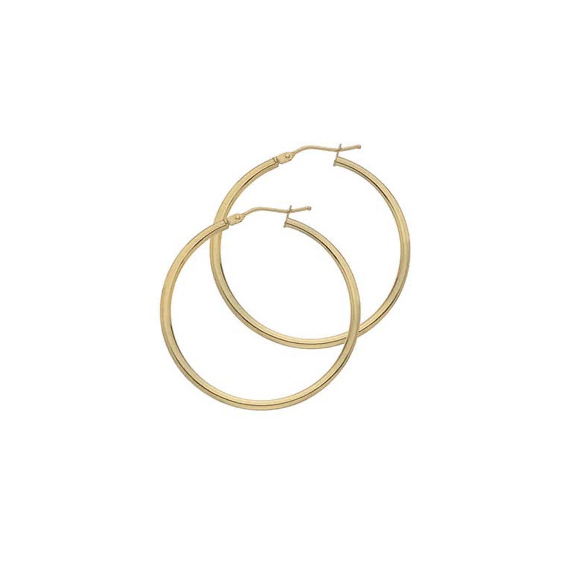 9ct Yellow Gold 30mm Hinged Top Round Section Hoops (2mm Tube)