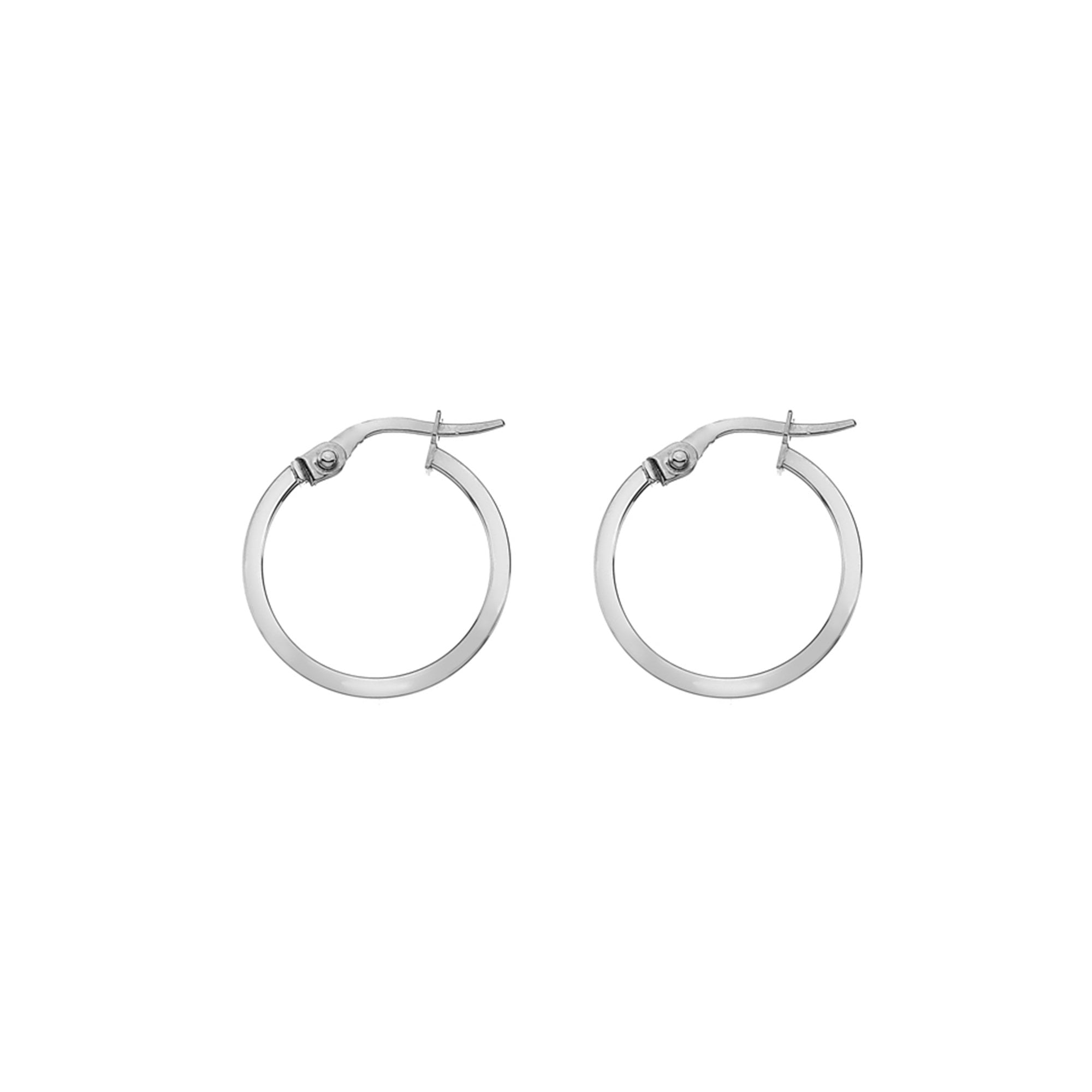 9ct White Gold 15mm Hinged Top Square Section Hoops (1.5mm Tube)