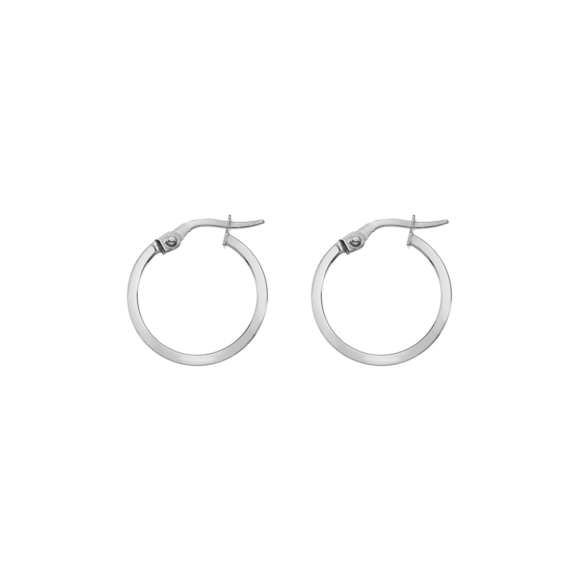 9ct White Gold 15mm Hinged Top Square Section Hoops (1.5mm Tube)