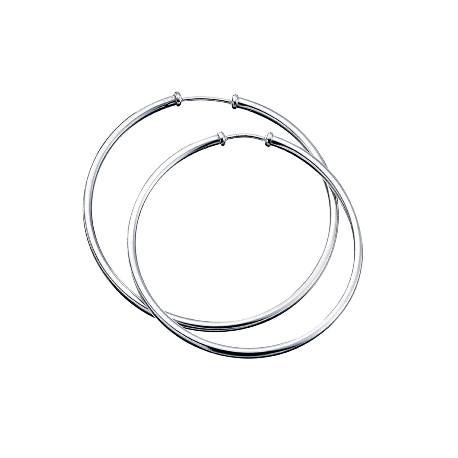 Silver 50mm Tube Hoop Earrings