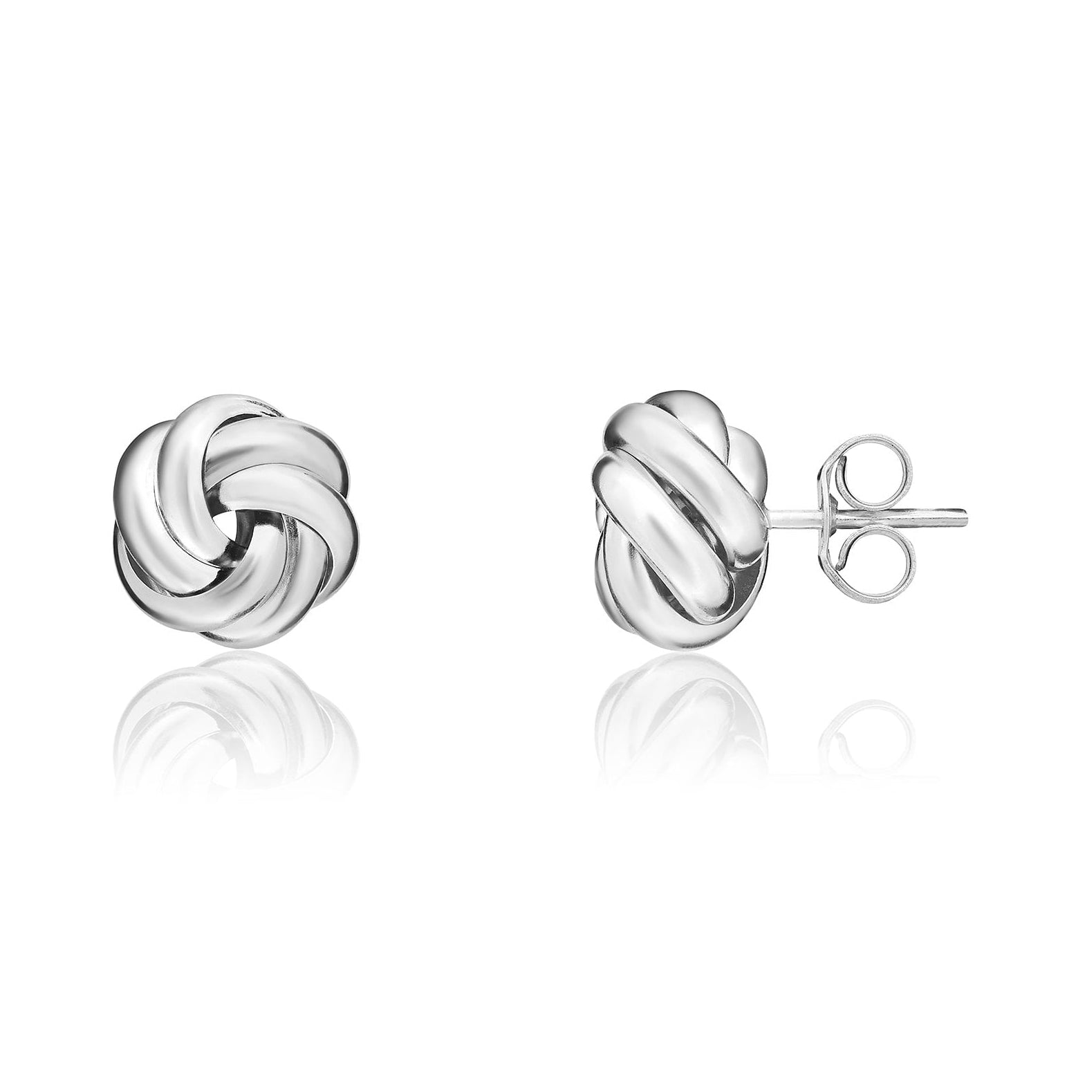 9ct White Gold 6 Band Knot Stud Earrings