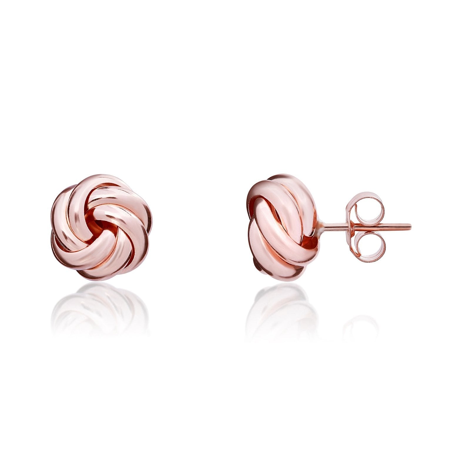 9ct Rose Gold Six Band Knot Stud Earrings
