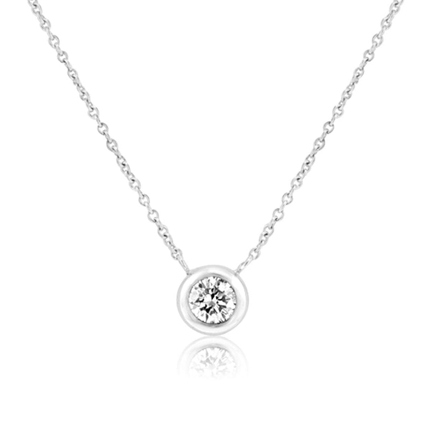 9ct White Gold Round Diamond 'Donut' Pendant and Chain