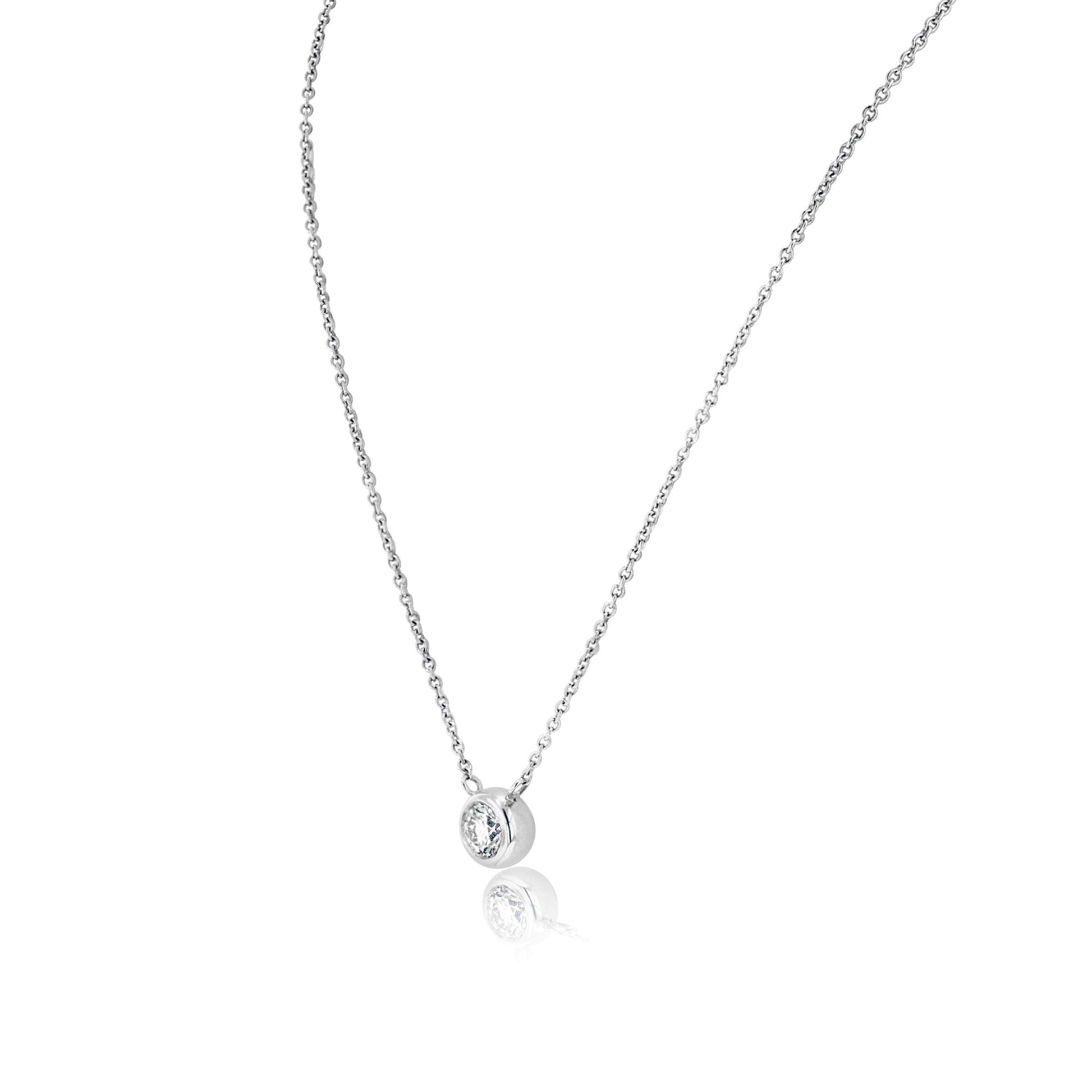 9ct White Gold Round Diamond 'Donut' Pendant and Chain