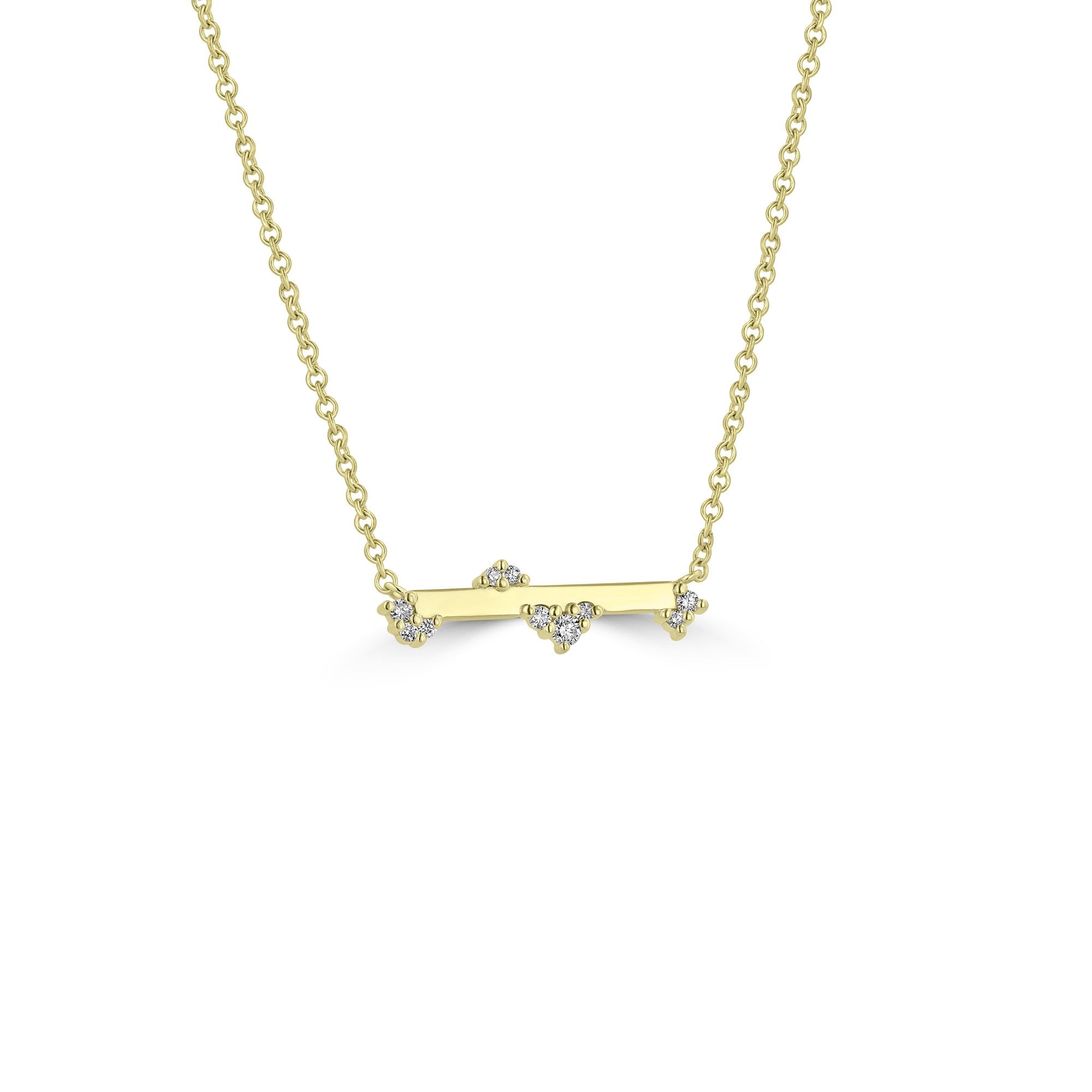 18ct Yellow Gold 0.21ct Round Diamond Scattered Bar Necklace