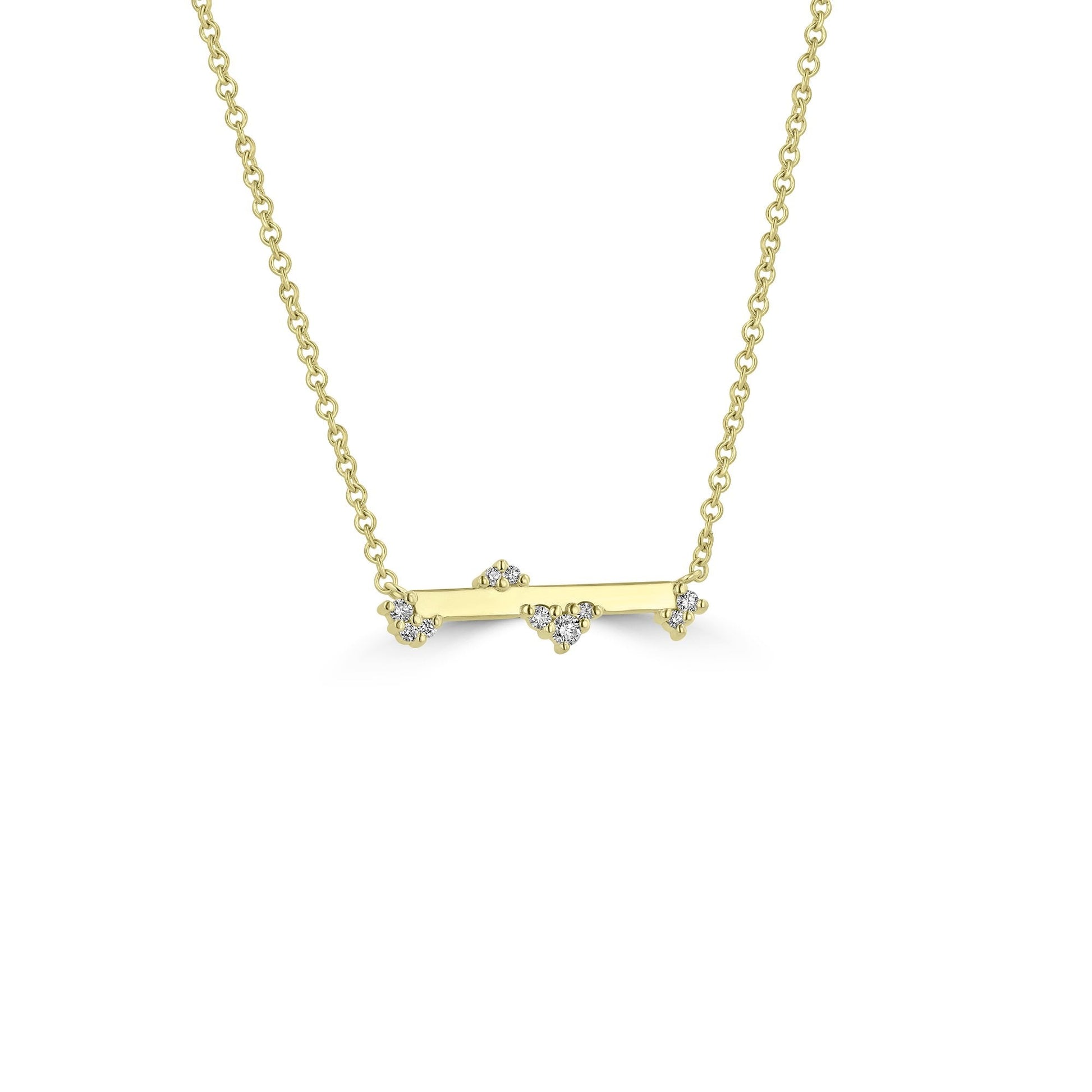 18ct Yellow Gold 0.21ct Round Diamond Scattered Bar Necklace