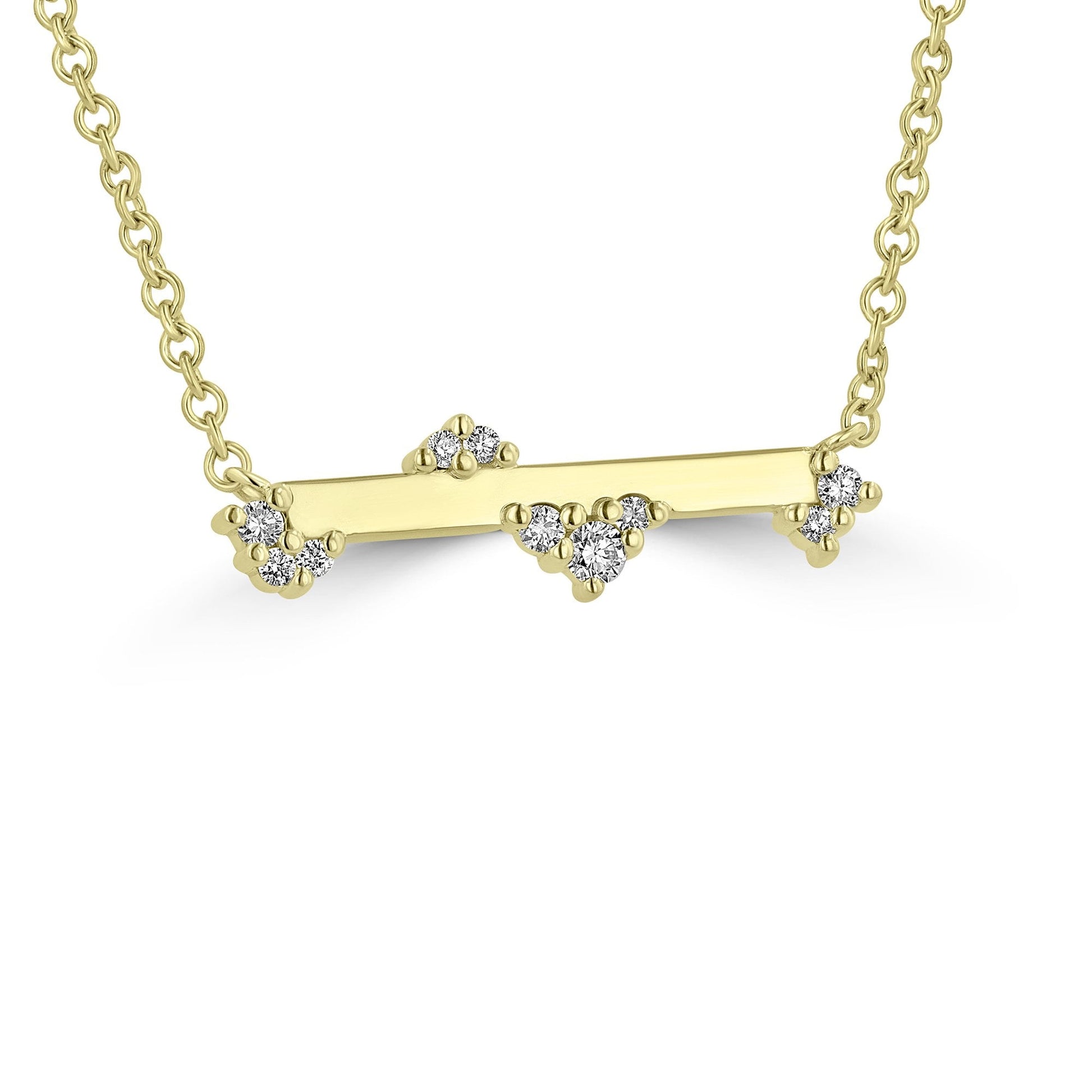 18ct Yellow Gold 0.21ct Round Diamond Scattered Bar Necklace