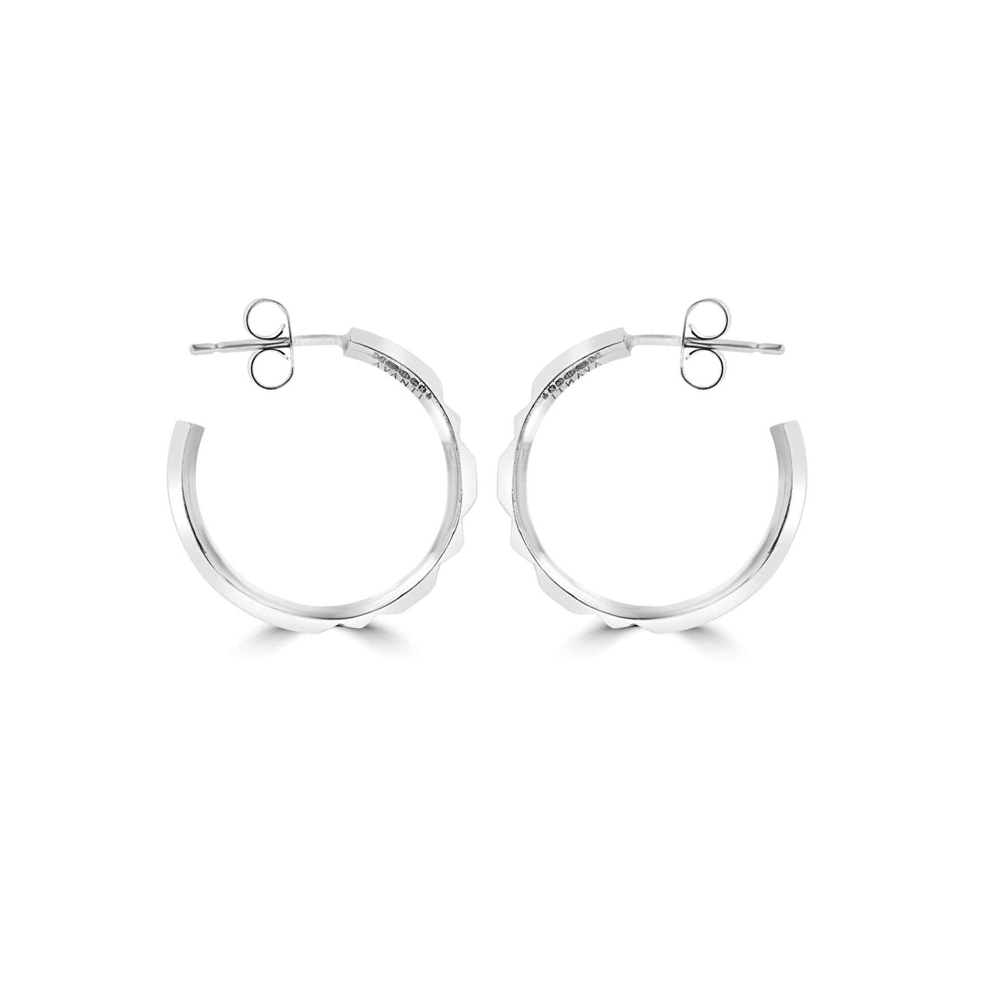 Sterling Silver Oxidised Rhombus Pattern Hoop Earrings