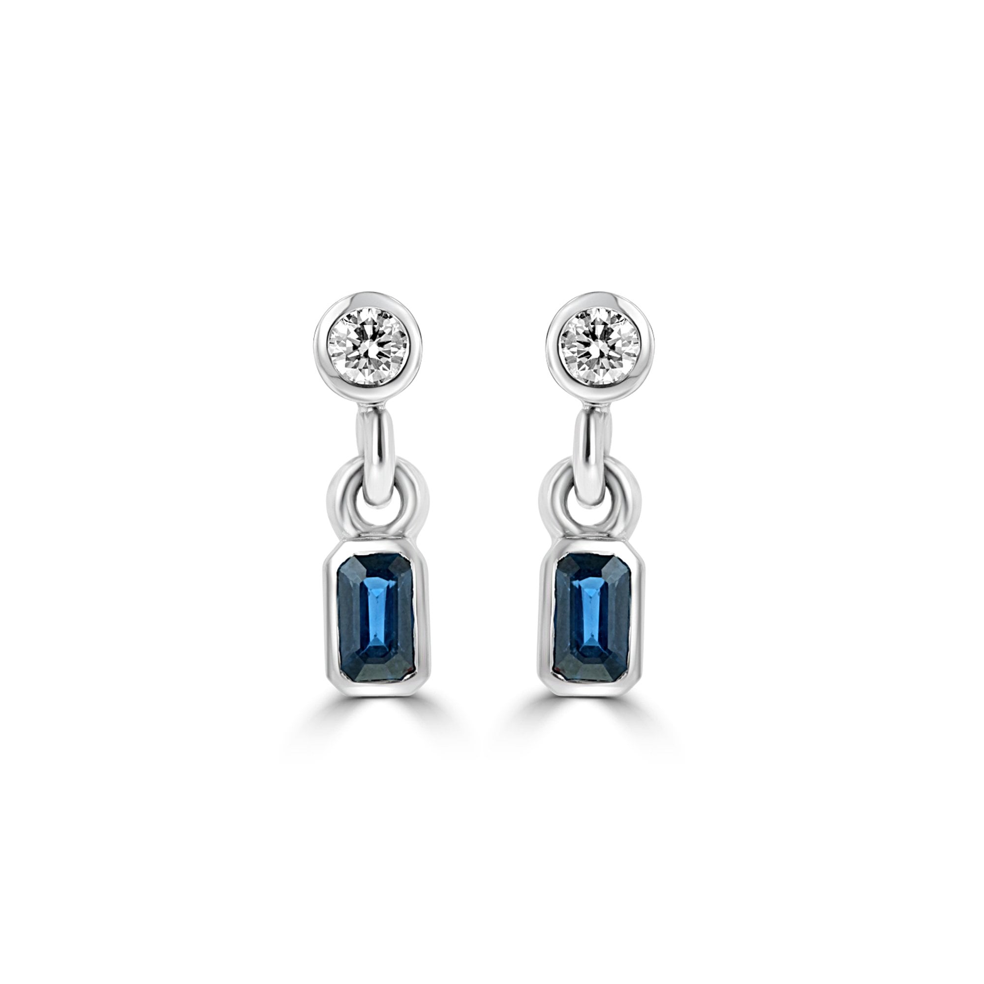 18ct Yellow Gold Sapphire & Diamond Drop Earrings