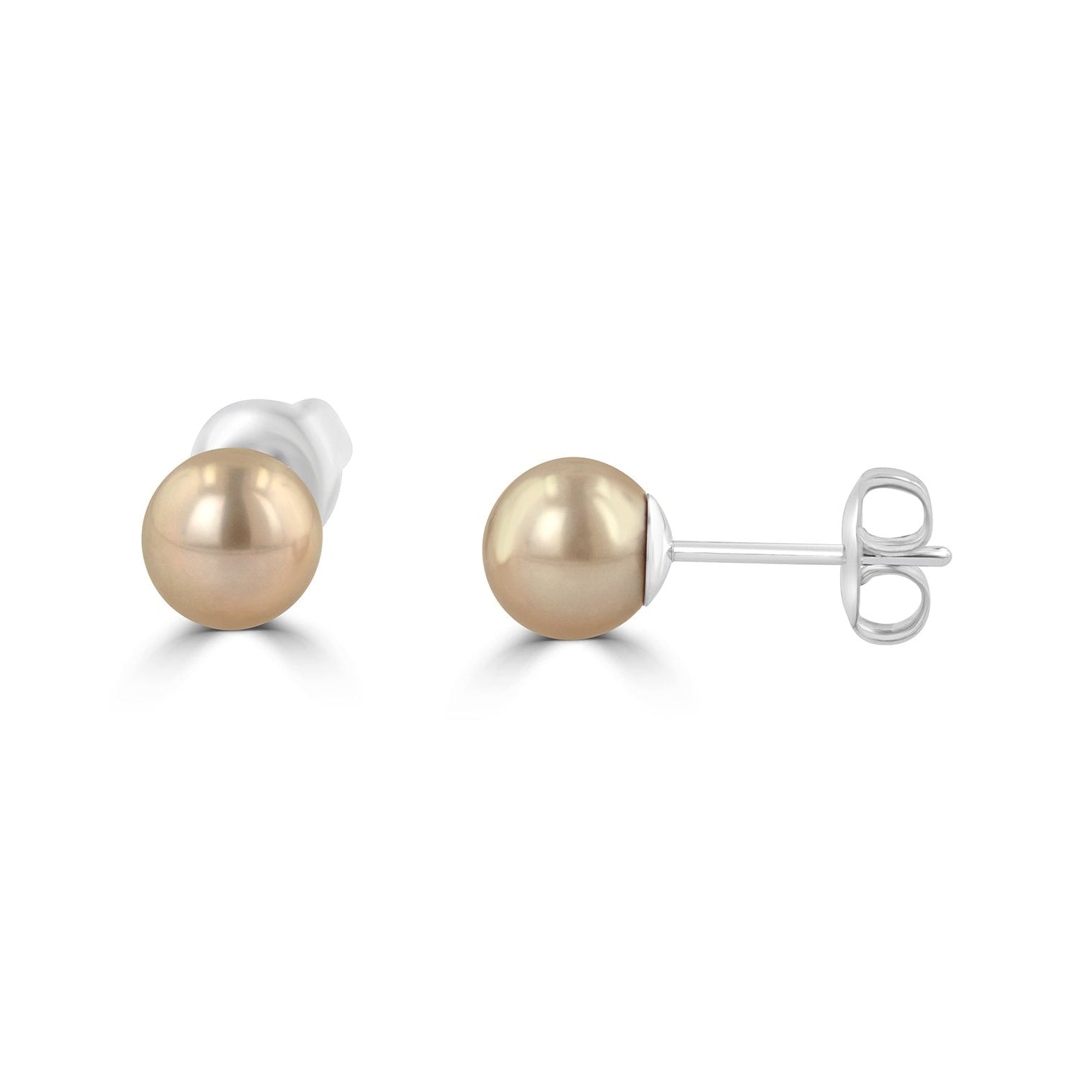 9ct White Gold 6.5-7mm Dusky Pink Freshwater Pearl Stud Earrings