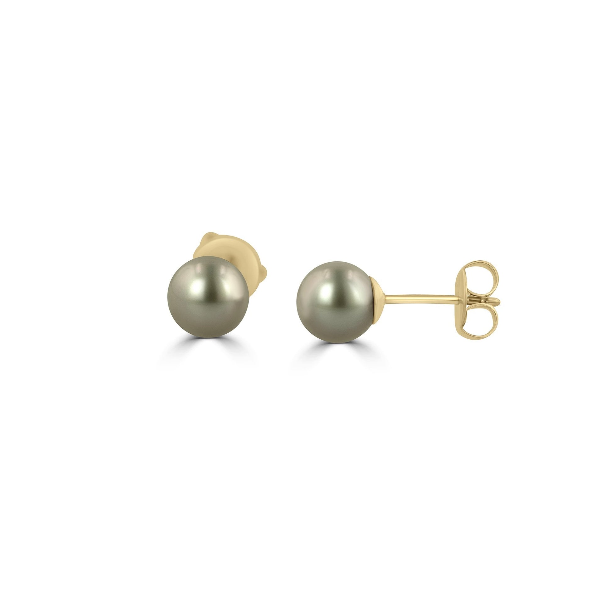 9ct Yellow Gold 6.5-7mm Light Grey Freshwater Pearl Stud Earrings
