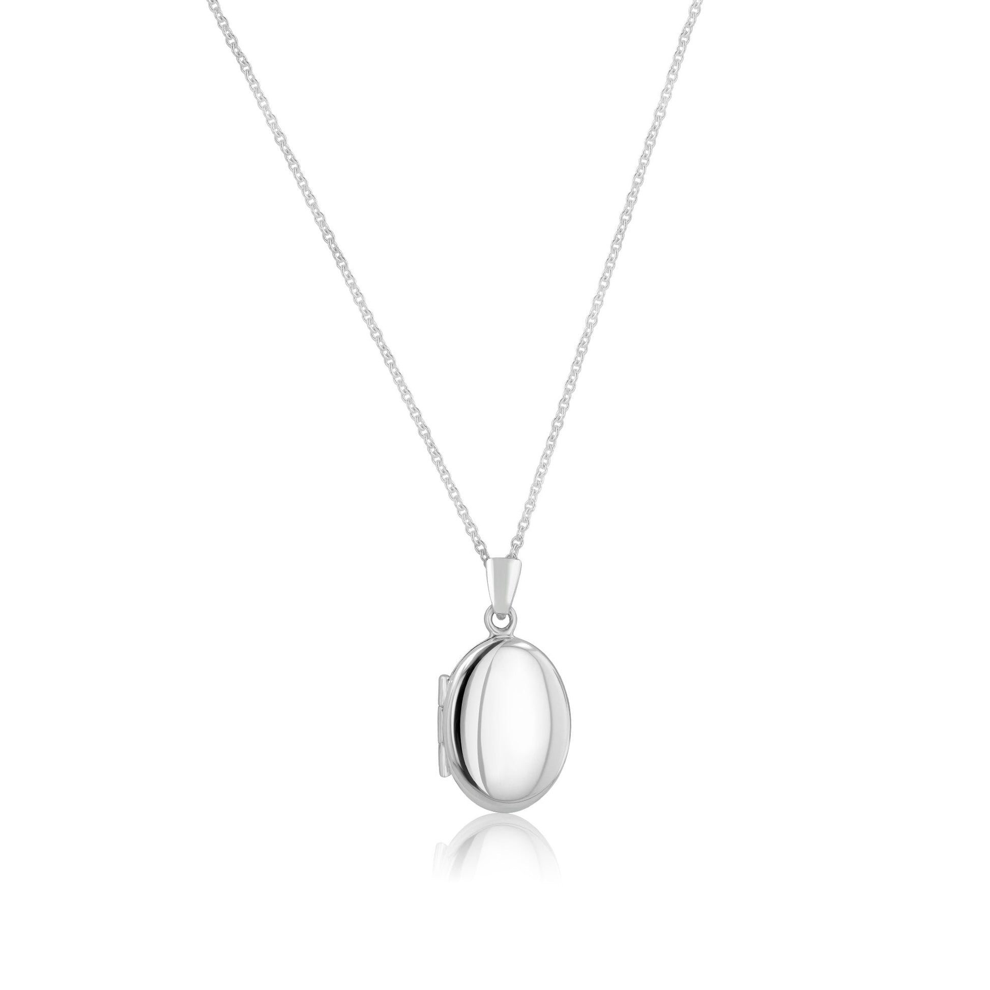 Small Silver Oval Locket Necklace