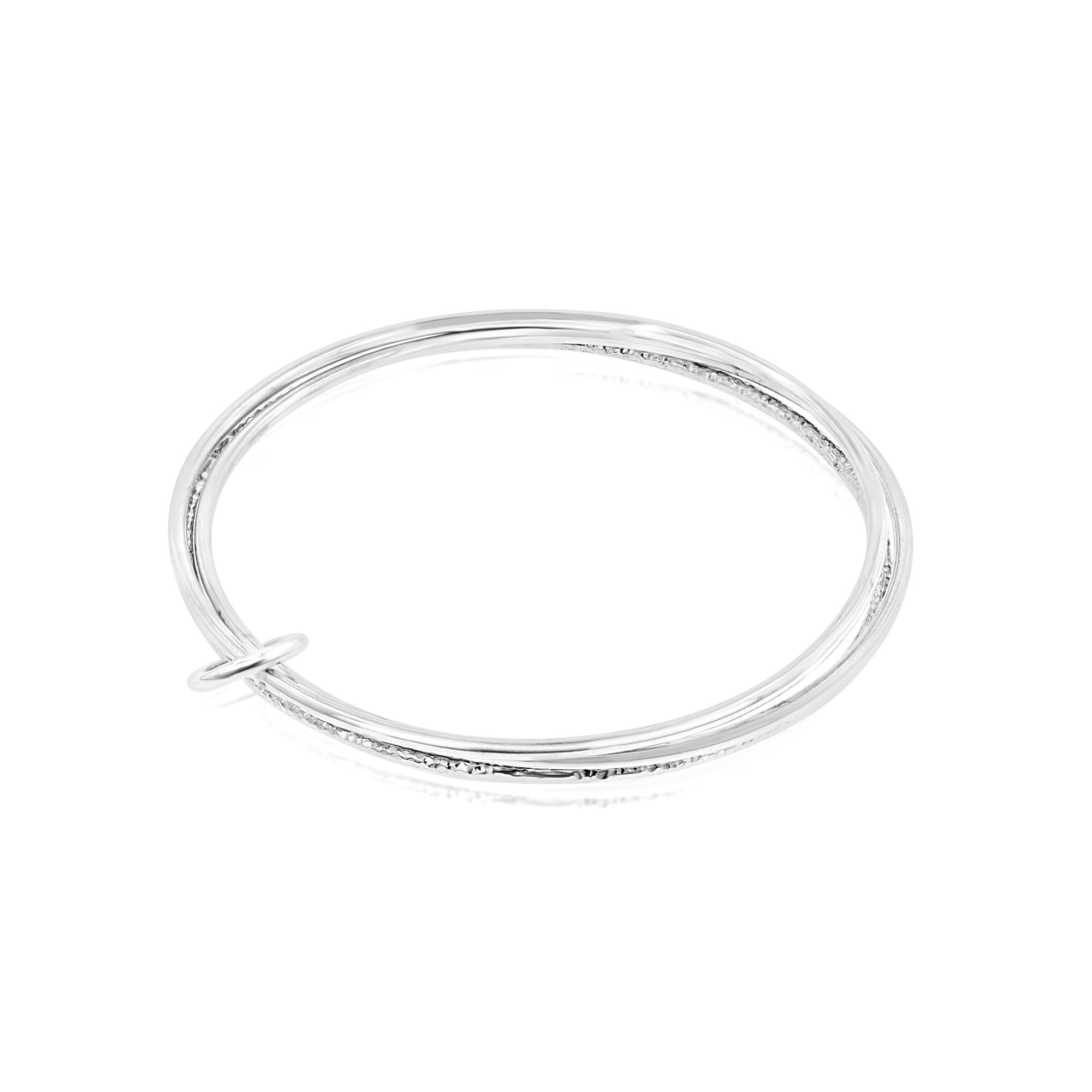 Silver Avanti Triple Wire Bangle With Connecting Ring
